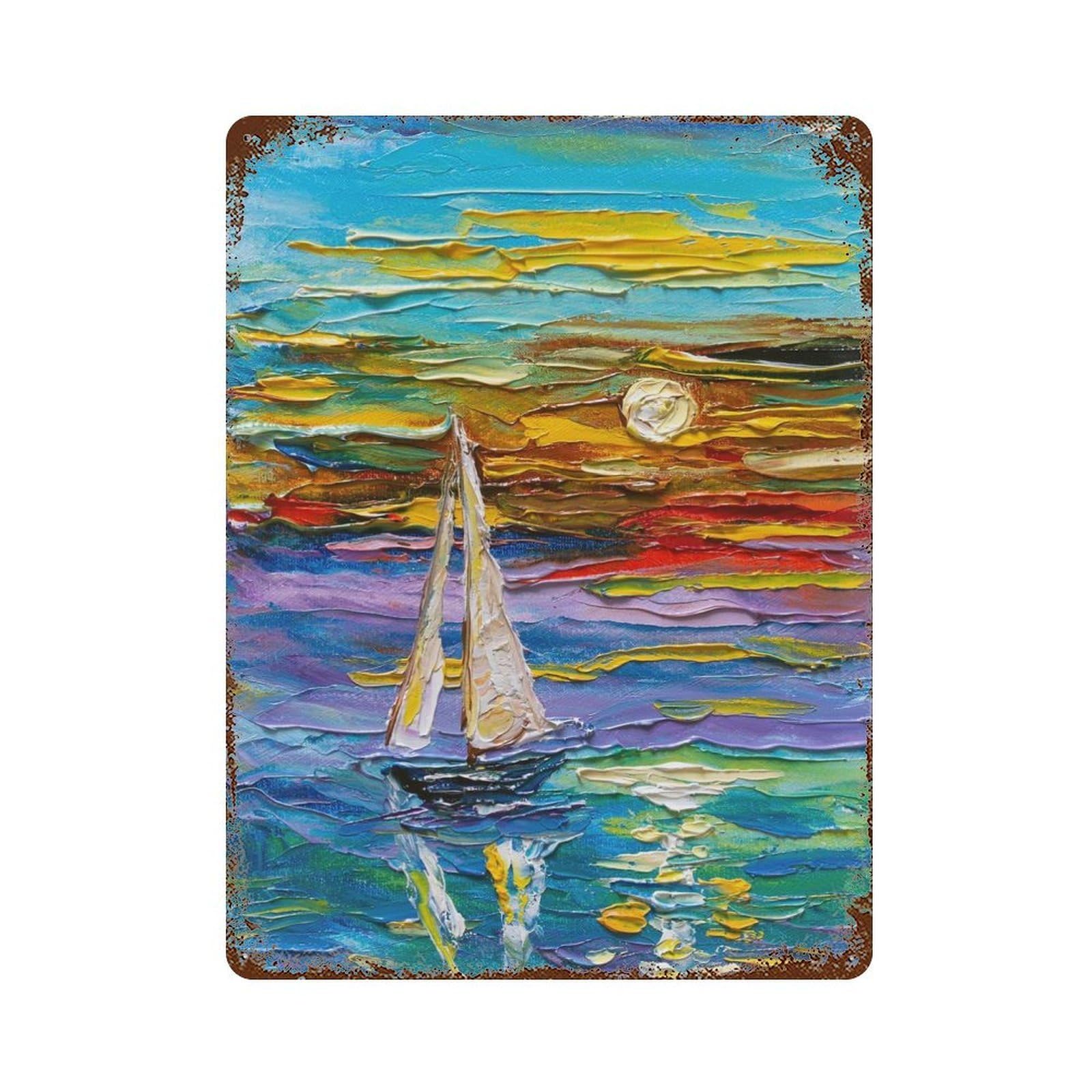 Sea of Colors Decorative Tin Sign 15.7"x11.8", Shabby Chic Decor for Garage, Pub Or Kitchen