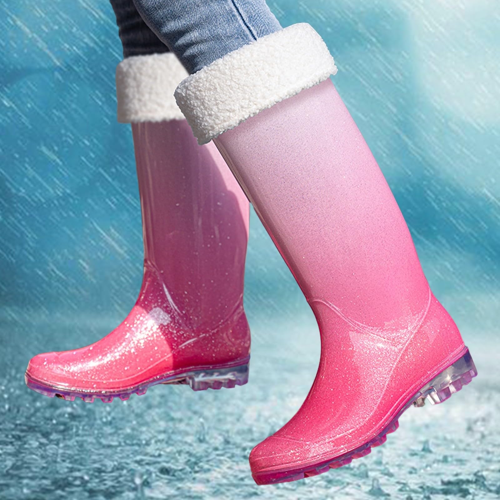 Botas de goma para mujer, botas de lluvia altas e impermeables, antideslizantes, resistentes a la abrasión, zapatos de lluvia, cómodos, ligeros, impermeables, para exteriores, días lluviosos, jardín
