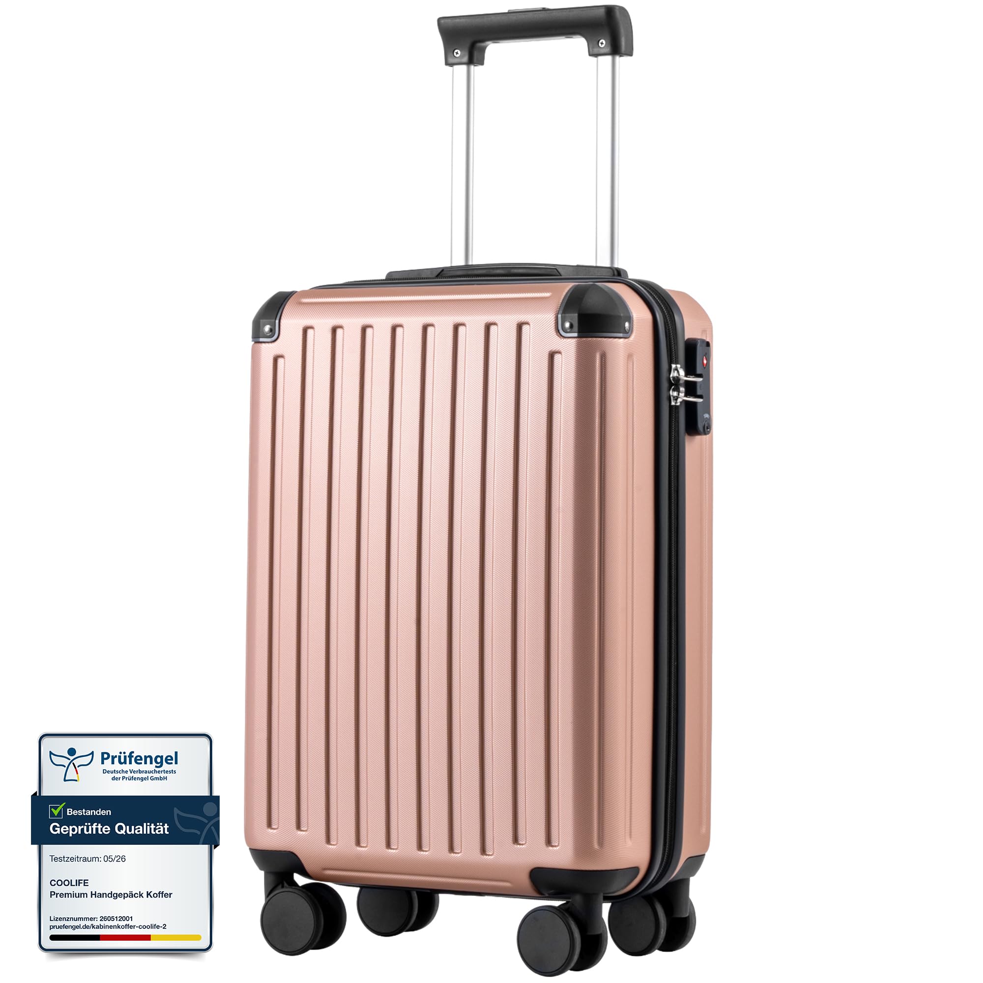 COOLIFE Kabinenkoffer 55X35X20cm für Ryanair Flugzeug Handgepäck Kabinengepäck Hartschalenkoffer mit TSA-Schloss und 4 Zwillingsrollen 2 Jahre Garantie