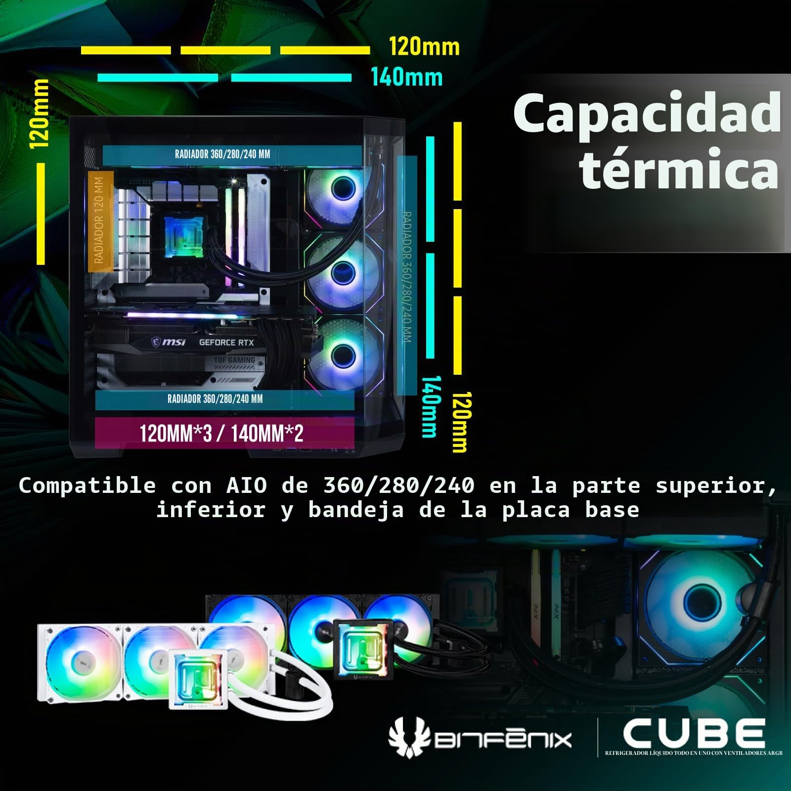 Caja de Ordenador Cube BITFENIX T10 ARGB (Negro)