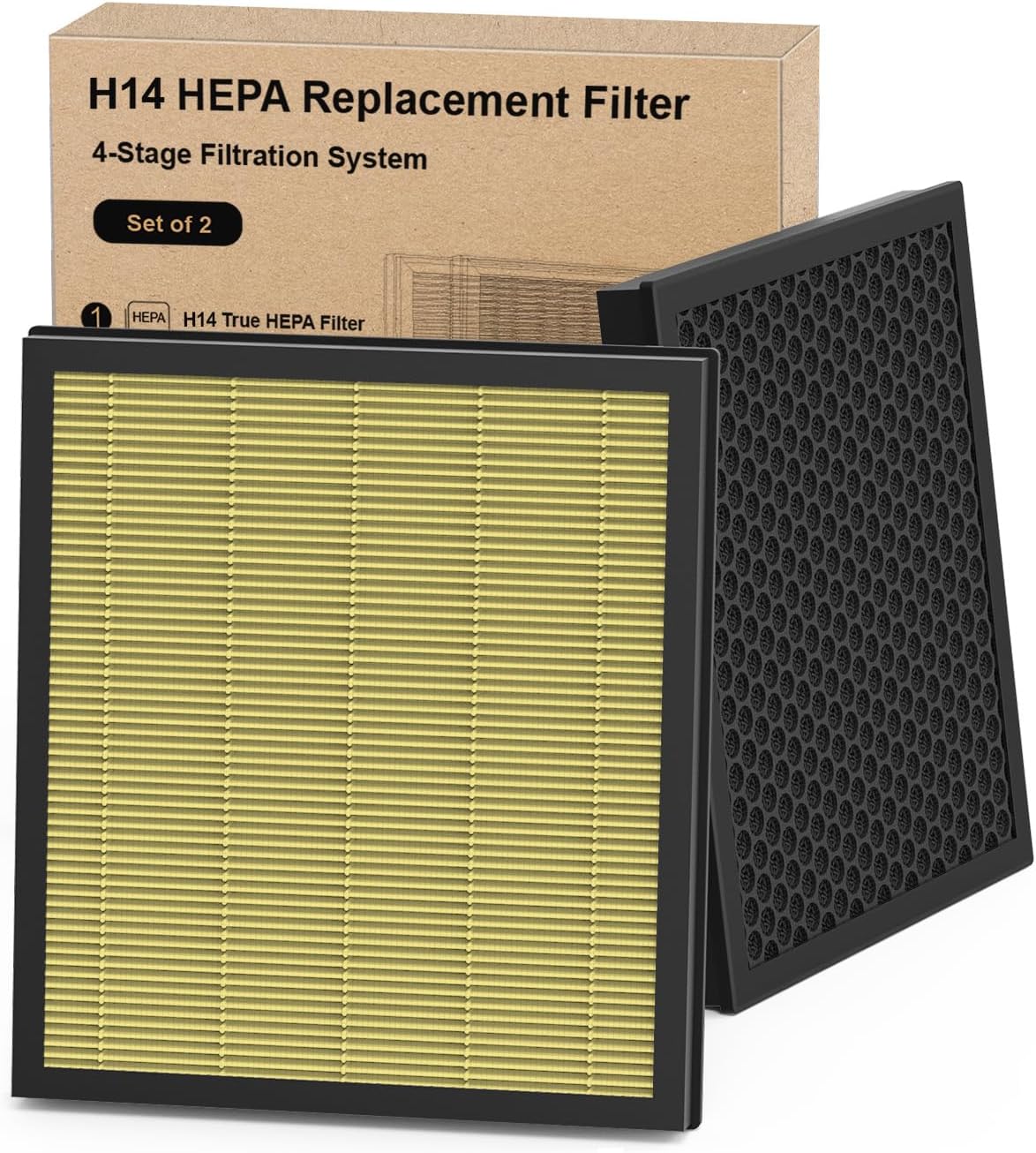 空気清浄機 Fliter 交換用 H14 True HEPA エアフィルター AP306対応 (イエロー)