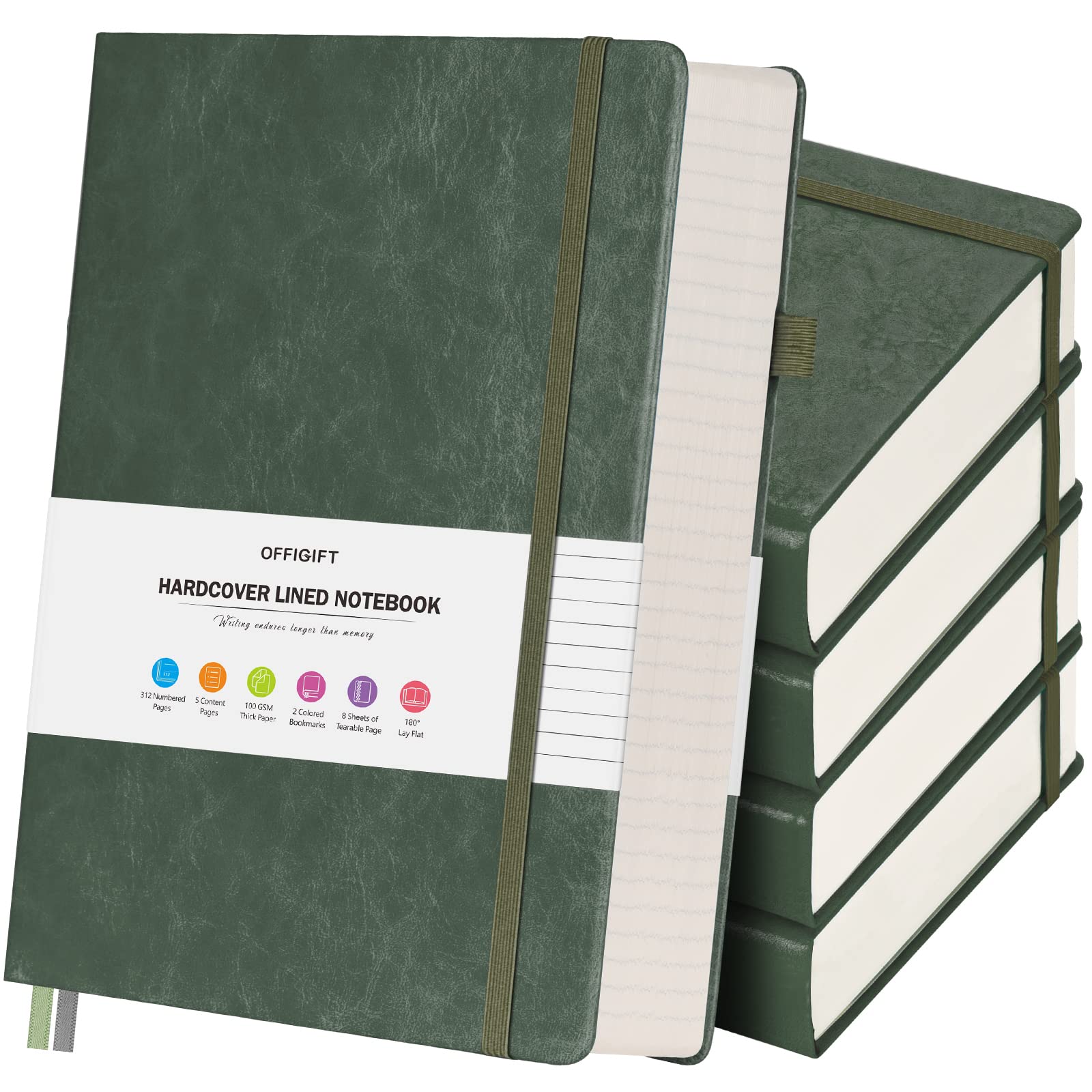 5 Pack College Ruled Notebook Bulk, A5, 312 Numbered Page Thick Journal Set