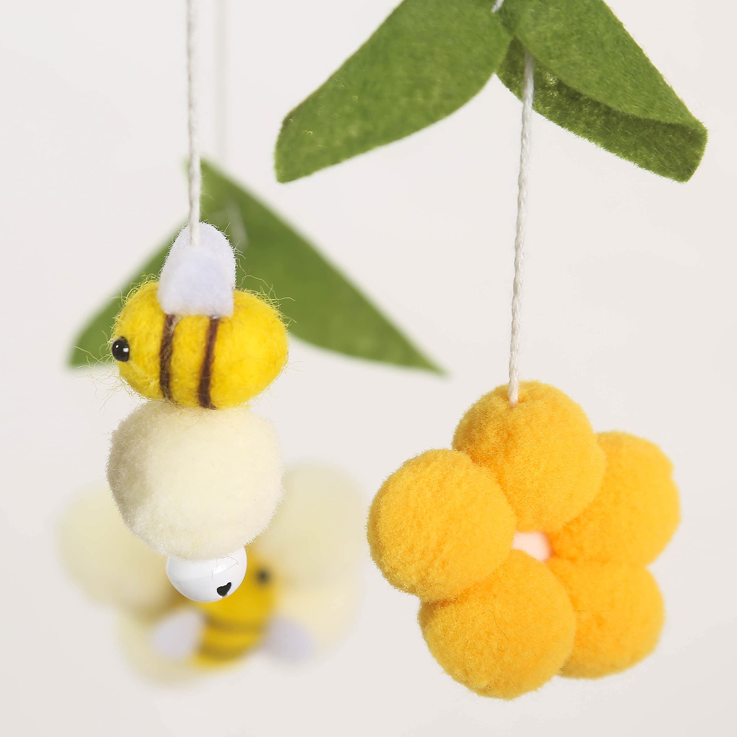 Mobile Per Culla Neonato In Legno E Lana - Con Campanelle, Stelle E Luna, Decorazione Cameretta