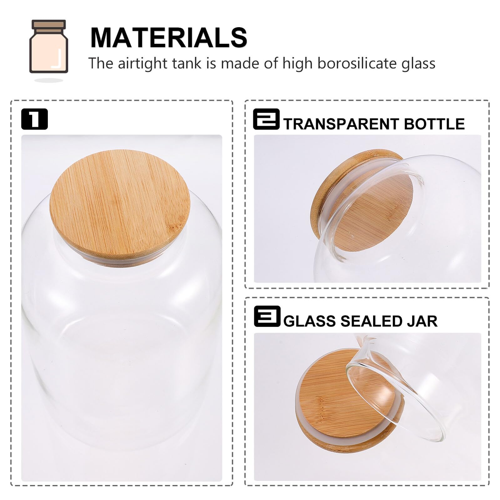 Alipis Vorratsglas aus Borosilikatglas, 1 Stück, Hitze und Kältefest | Nüsse und Hülsenfrüchte, Hohe Härte, Glas mit Holzdeckel, Klarer Behälter