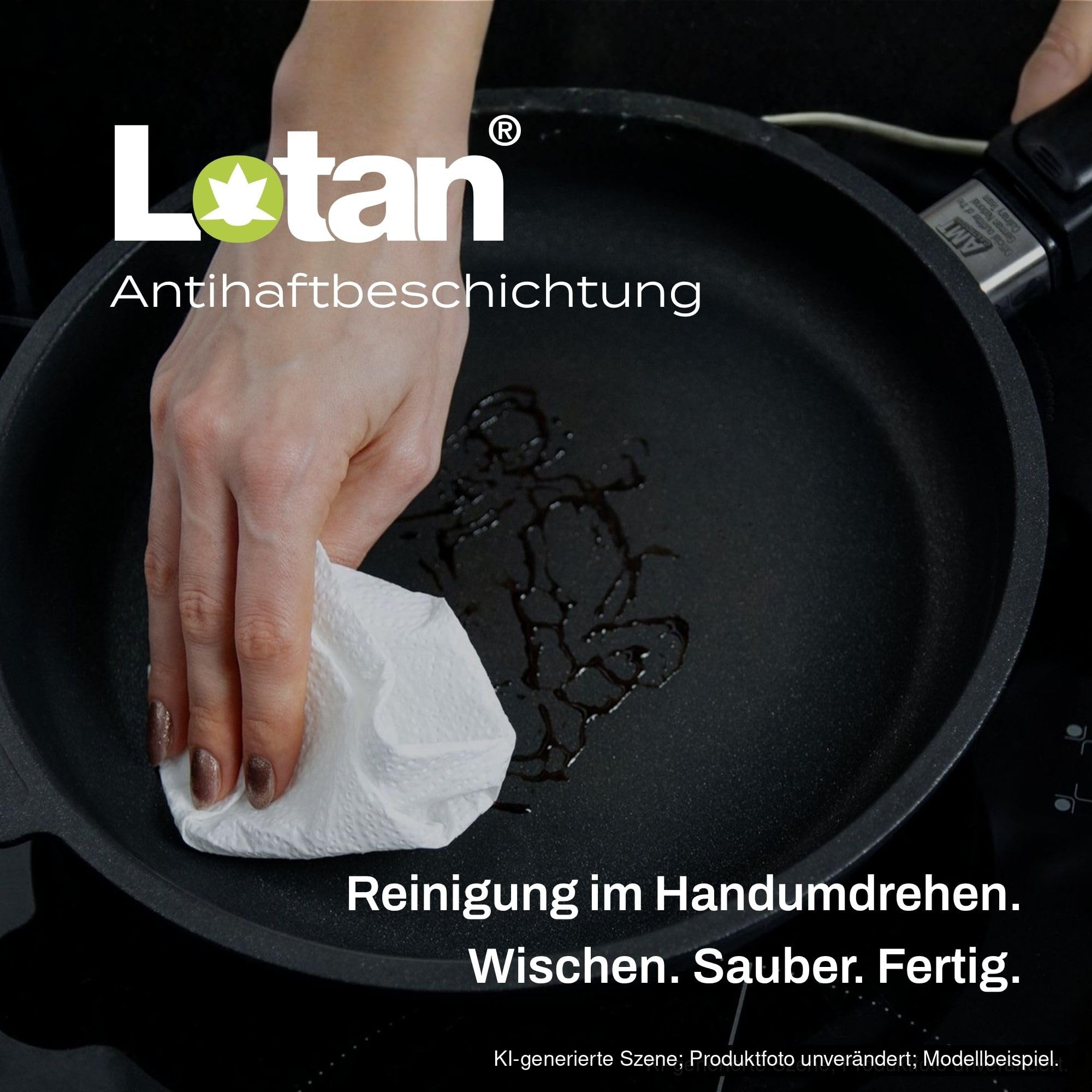 AMT Gastroguss Bratpfanne 28 cm Ø Schwenkpfanne 4 cm hoch, fester Stiel, nicht induktionsgeeignet, Lotan® Antihaft-Veredelung, Gusspfanne (Aluguss), AMZN-428