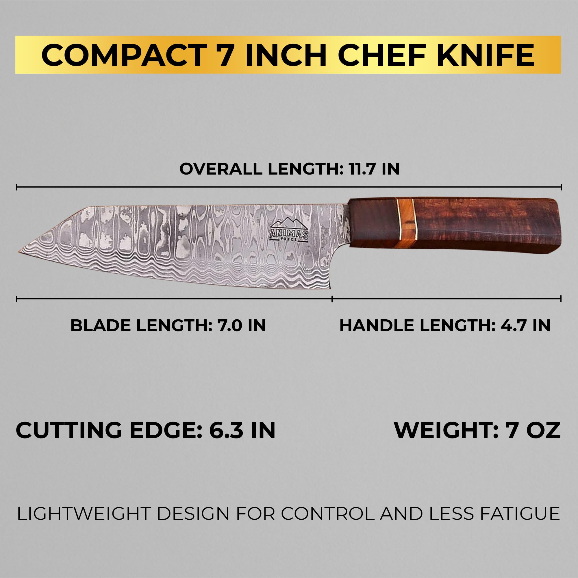 Damascus Chef Knife 7 Inch Blade Lightweight 7 oz Kitchen Utility Knife Layered High Carbon Damascus Steel Cooking Prep Knife with Leather Sheath Hand Forged Style Gift Requires Care — Amazon image 6