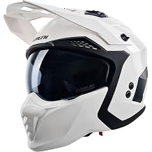 Motorcycle Crash Helmet Stealth Fighter ECE 22.06 Approved Multi Function Full Face & Open Face Helmet Removable Peak - Gloss White