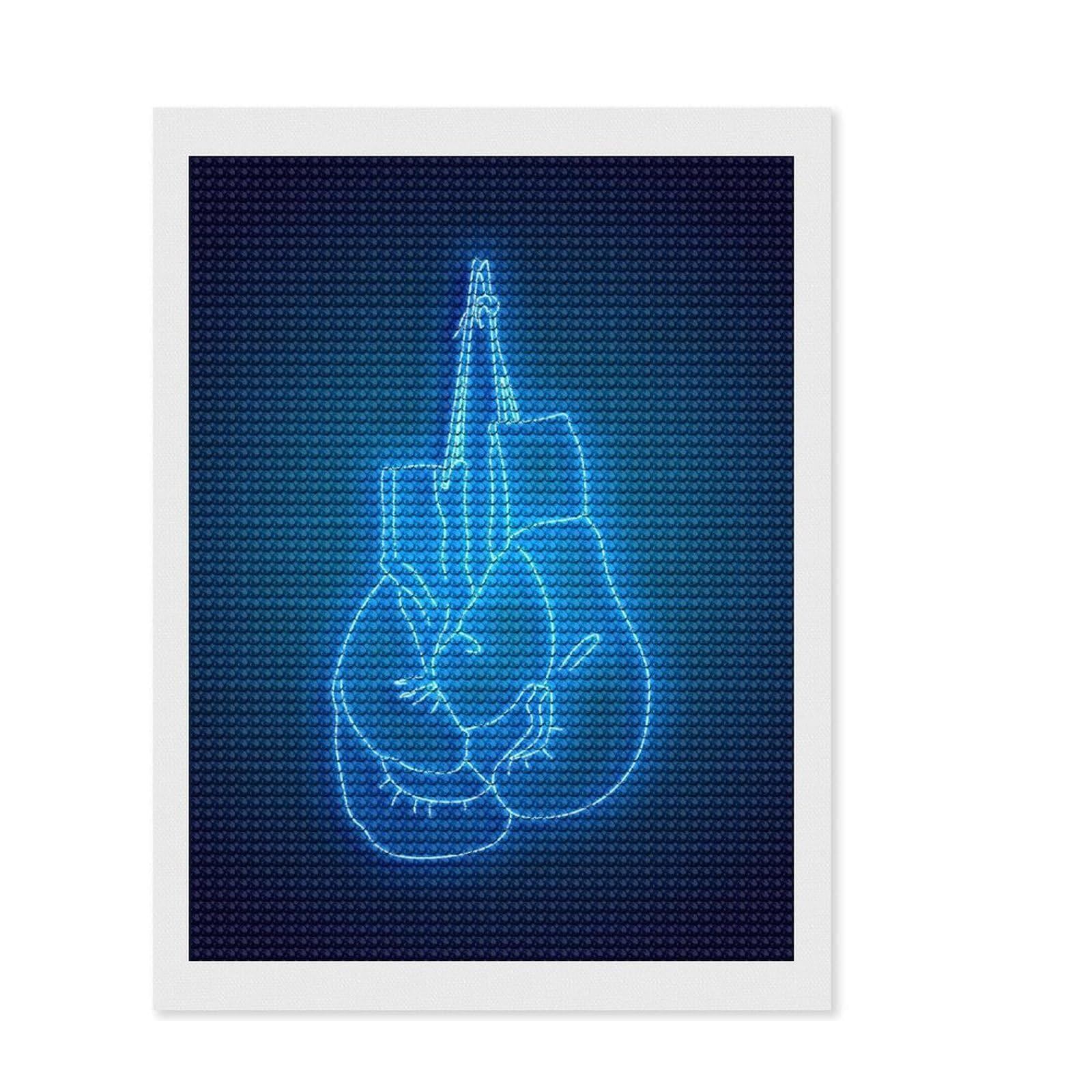 Junmoney Boxing Gloves Neon Diamond Painting Set 12"x16", for Adults, Nice Detail and Sparkle, Boho Decor, Birthday Gift, Easy to Enjoy