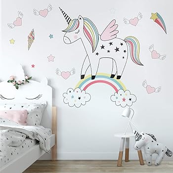 Amazon Com Calcomanias De Pared De Unicornio Grandes Regalos
