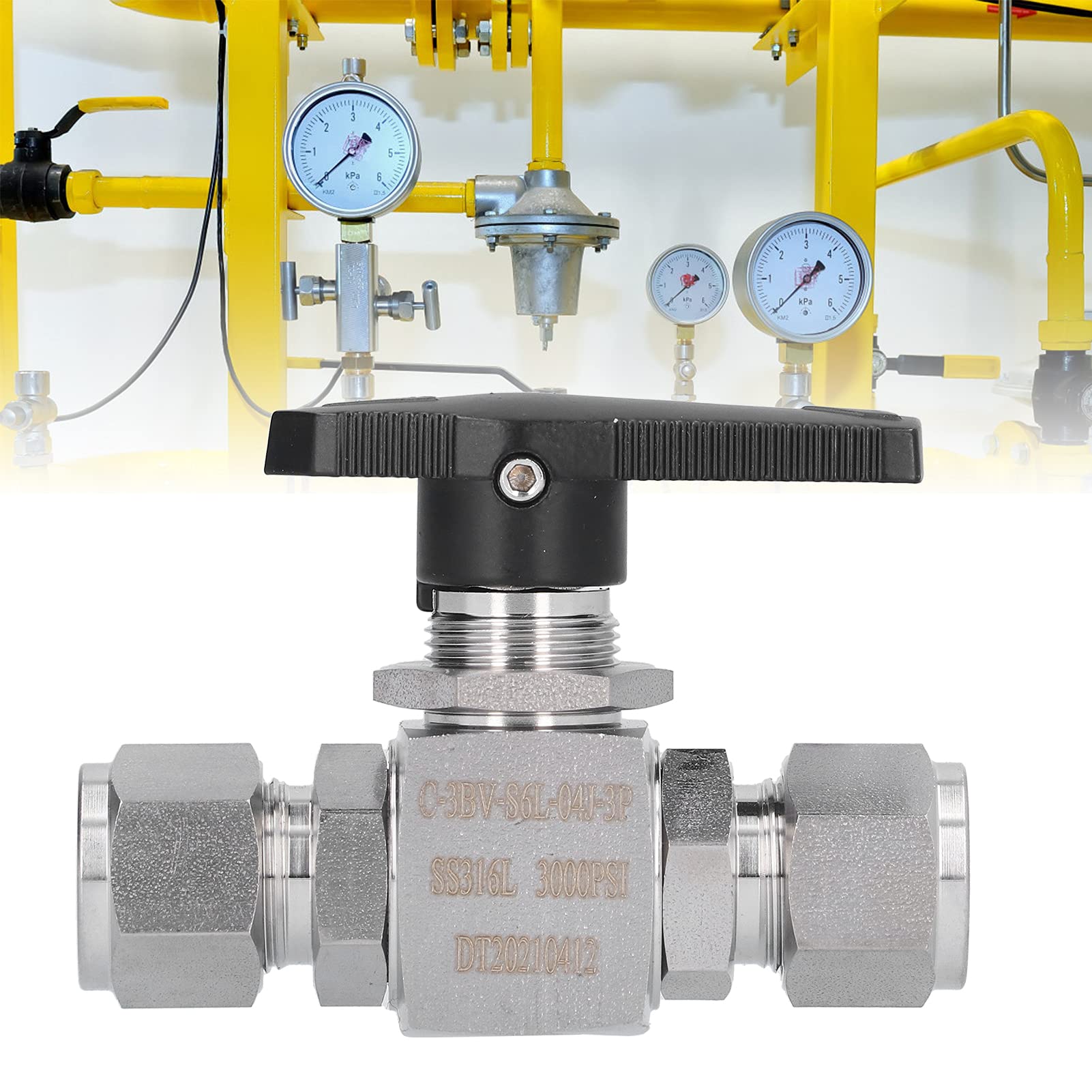 Válvula de Bola de Acero Inoxidable de 1/2 pulg. Dispositivo de Control de Fluido Directo para Uso Industrial