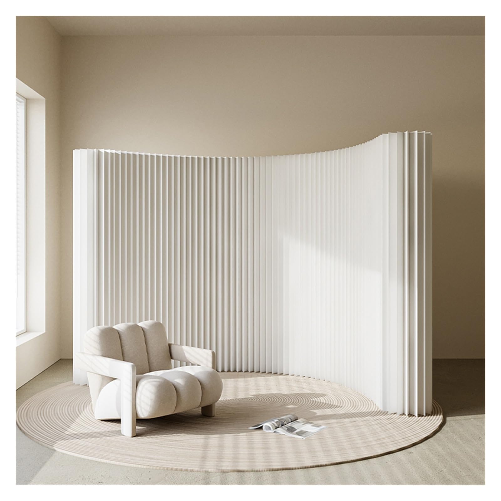 Biombo Papel Plegable Separador de Ambientes Retráctil Independiente para Hogar, Oficina, Tienda Ropa, Pared Divisoria Temporal(L3xW0.28xH1.6M)