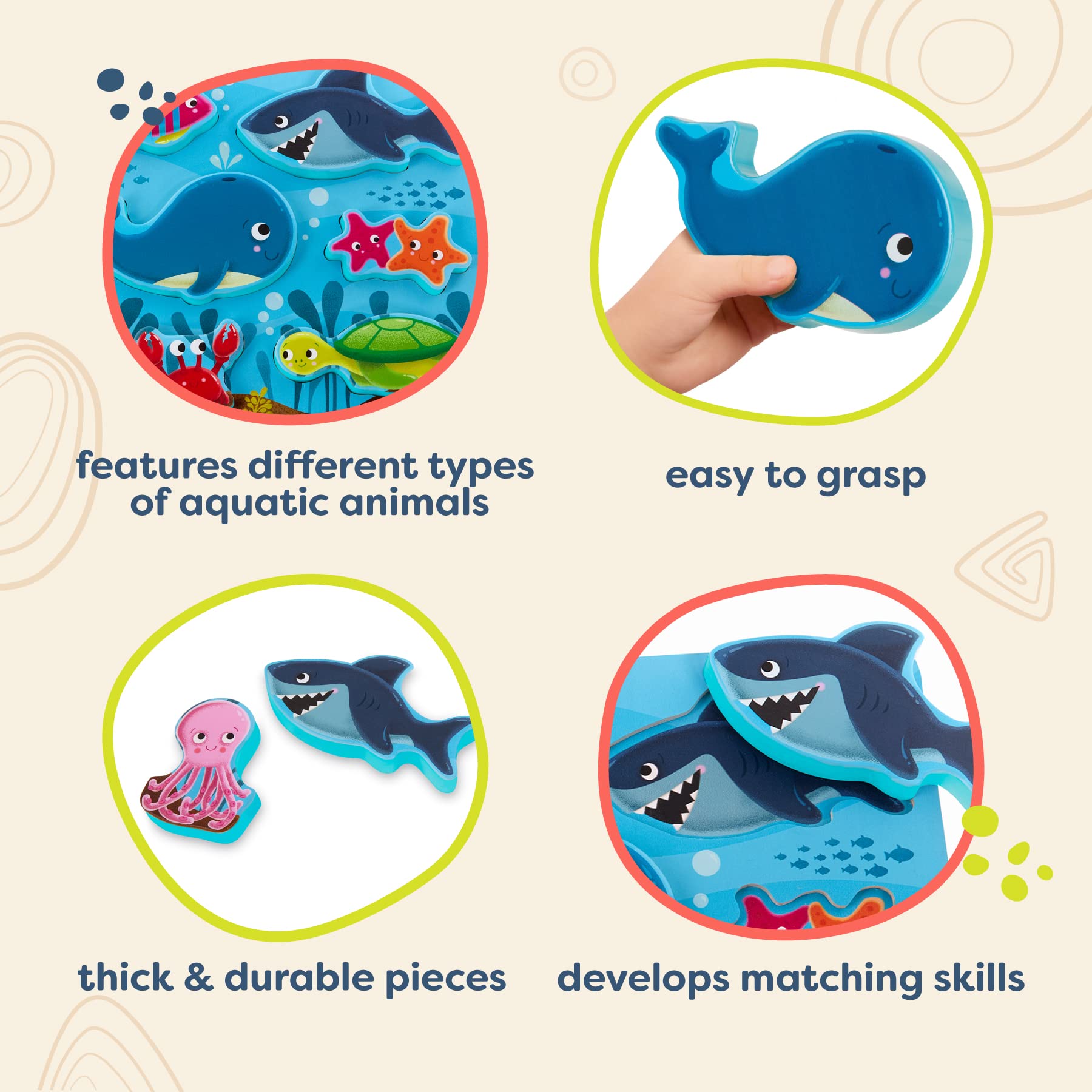 B. toys Puzzle en Bois Peek & Explore sous la mer, Animaux Marins