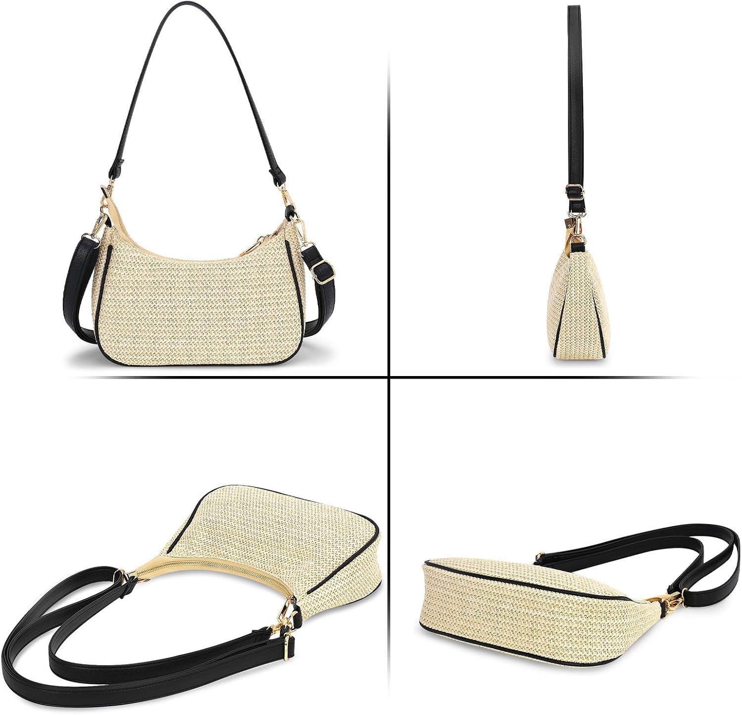 Straw Shoulder Bag for Women – Summer Woven Colorful Stripe Purse