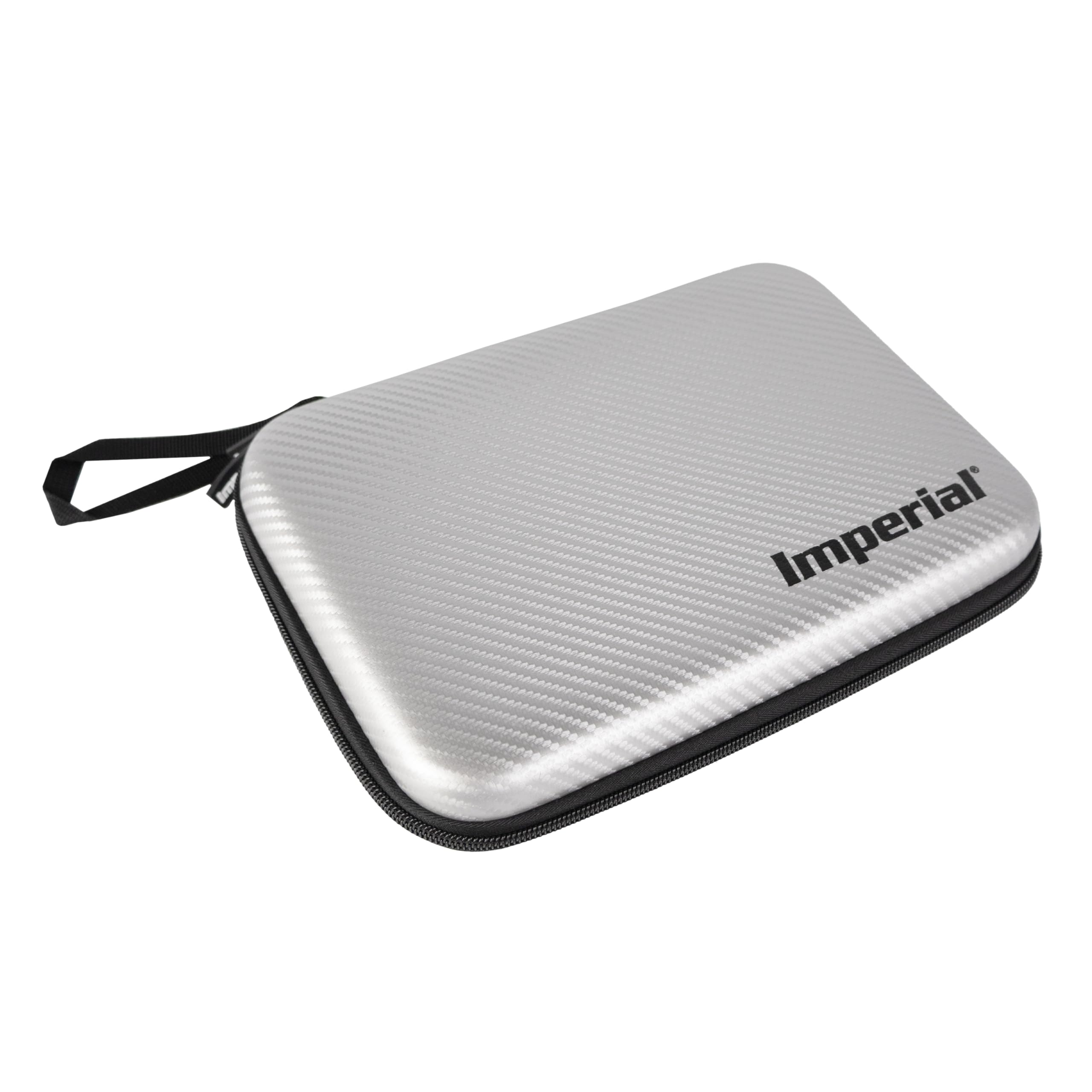 Imperial Hardcase Mallette de Tennis de Table | Argent | Aspect Carbone | Espace pour Deux Raquettes et Accessoires | Résistant aux Chocs et aux Rayures