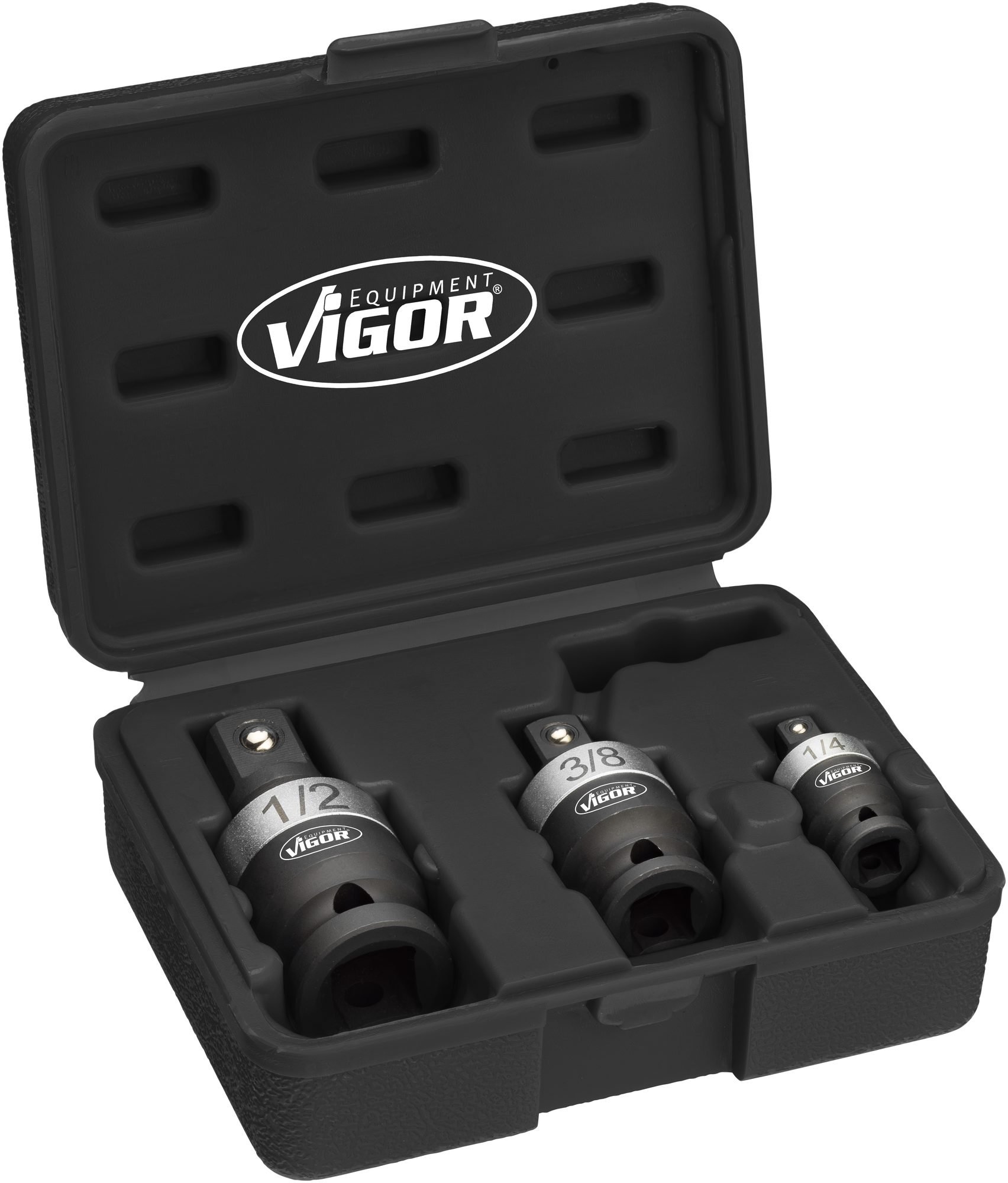 Vigor Kraft-Gelenk Satz (Vierkant 6,3 mm (1/4 Zoll), 10 mm (3/8 Zoll), 12,5 mm (1/2 Zoll), 25° Schwenkwinkel) V5505