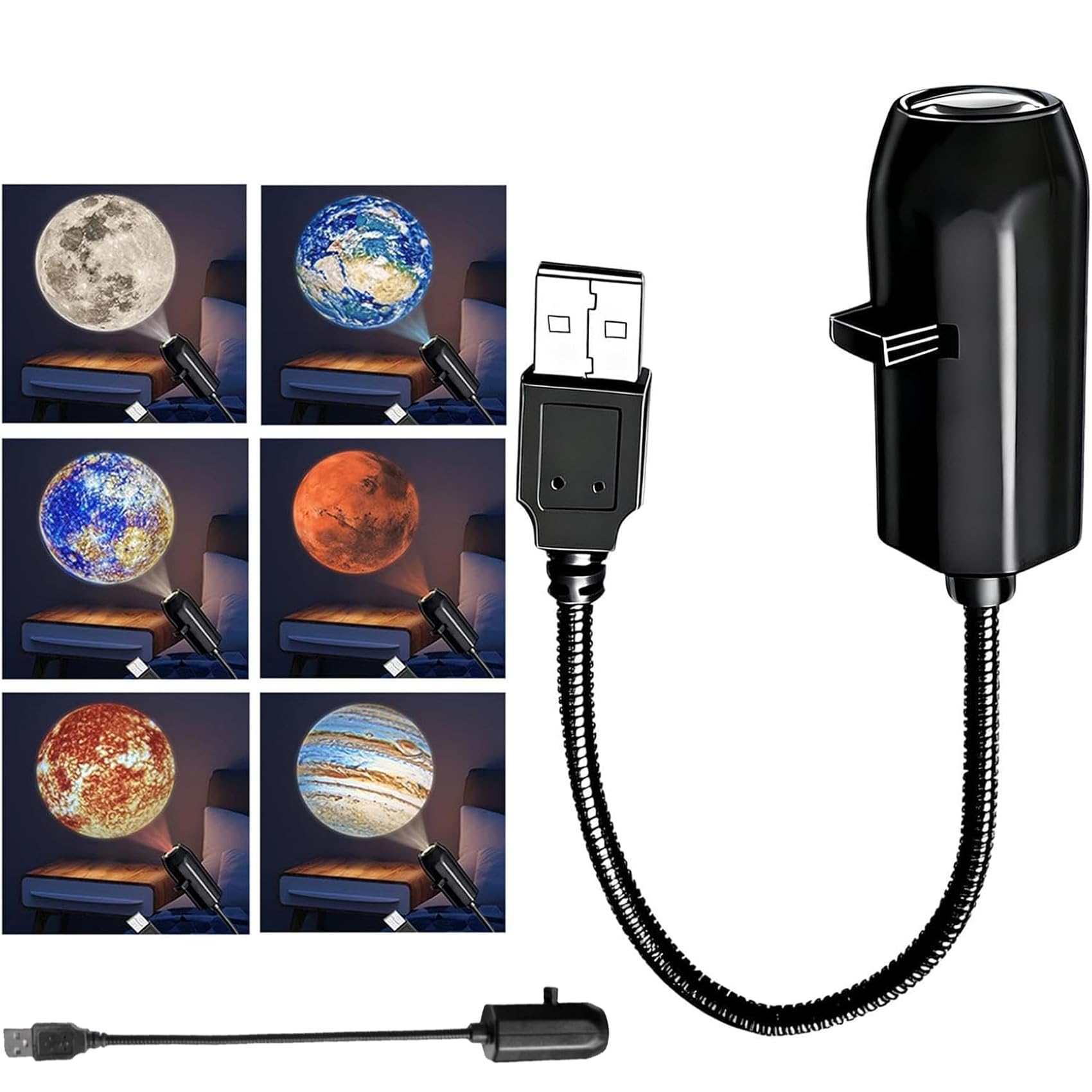 Tyscryphal Galaxy Projector Night Light, USB Starry Sky Projection with Multiple Aurora & Fantasy Effects, 360° Rotating Ceiling Atmosphere Light for Bedroom, Home Décor (Starry Sky*6)