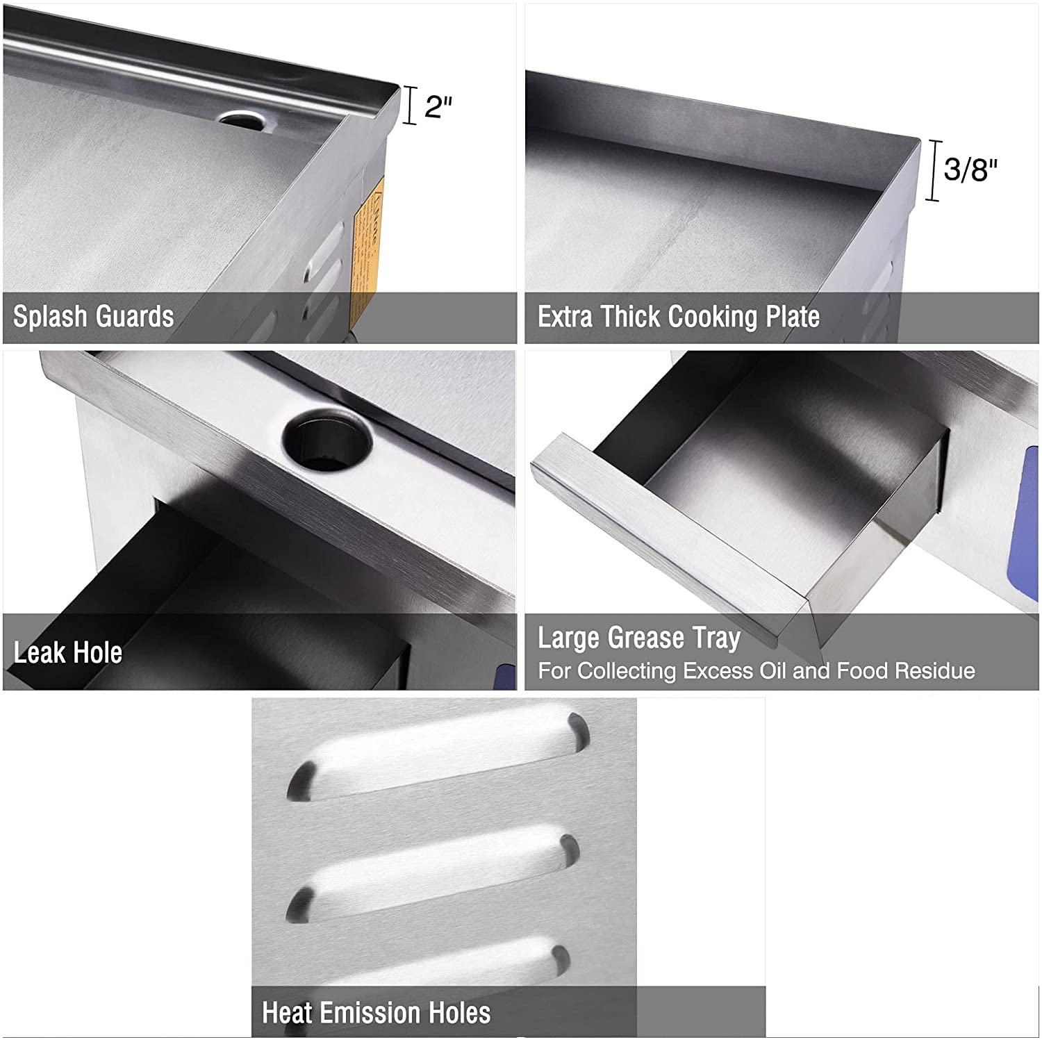 Shoppers Hub PNQ 2.8Kw 14×21 Inch Heavy Duty 818 Commercial Griddle Tawa Plate with Oil Drain for Dosa, Chapatti, Wraps, Paneer Rolls, Uthappa (Heating Area: 14×21 Inches, Temp Range: 50-300?C.)