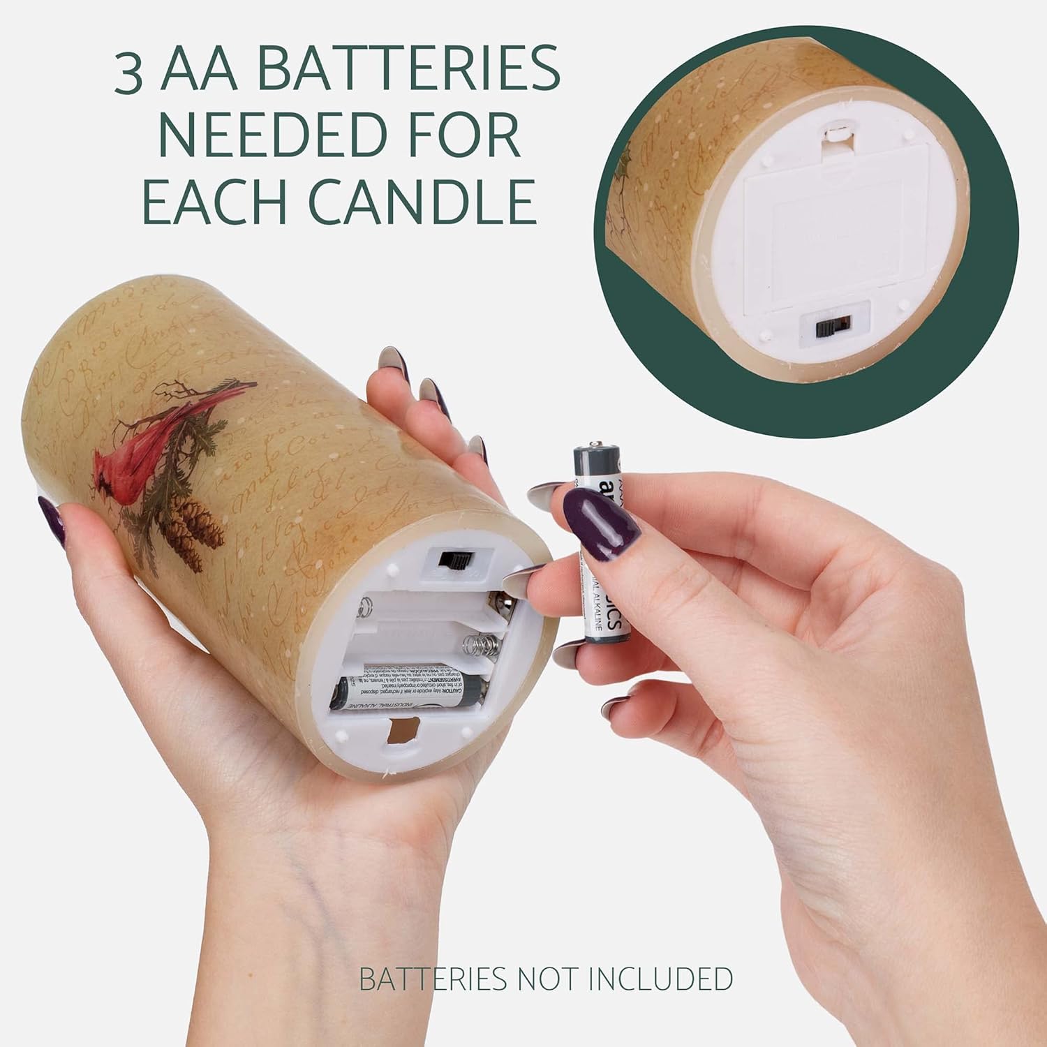 Elanze Designs Cardinal Birds and Angels Red 6 inch Wax LED Flameless Pillar Candles Set of 3