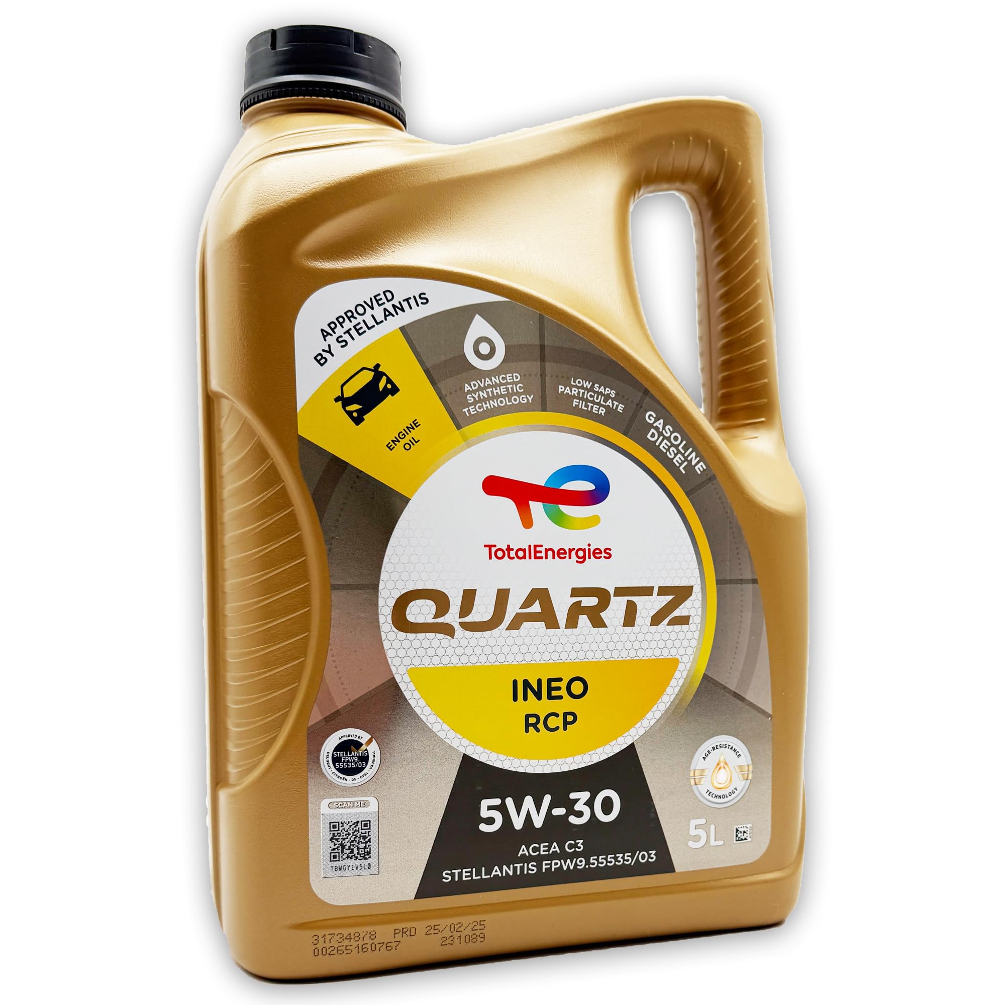 Total Quartz Ineo RCP 5W-30 | 8 L | kompatibel mit Stellantis FPW9.55535/03 | PSA B71 2290 | 8 Liter | mit Trichter |