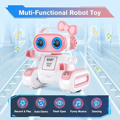 Miniatura 3 de Juguete robot, robot de juguete para niños, robot de control remoto con ojos LED coloridos y música, robots RC recargables para niños, juguete