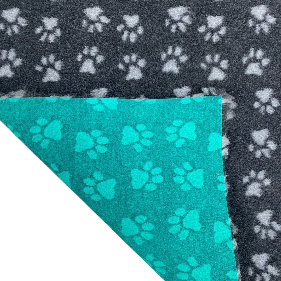 SoulPet Charcoal with Grey Paw Traditional Vet Bedding Whelping Fleece Dog Puppy Pro Bed Cut As Mats or Rolls Size: 51cm x 75cm - Image 3