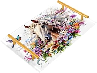 Vanity Tray for Bathroom Countertop Organizer Horse Bird Unicorn Tray Bathroom Vanity Organizer for Perfume Makeup Kitchen Counter Coffee Table Decor
