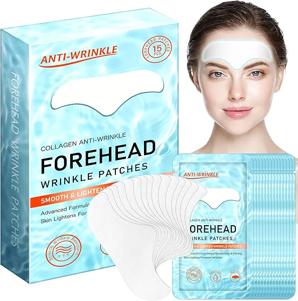 sinBron Forehead Wrinkle Patches 15 PCS - Smooth Fine Lines & Wrinkles, Anti-Wrinkle Patches with Hydrolyzed Collagen with Aloe, for Wrinkle Removal, Firming, Hydrating Skin Care - New Version