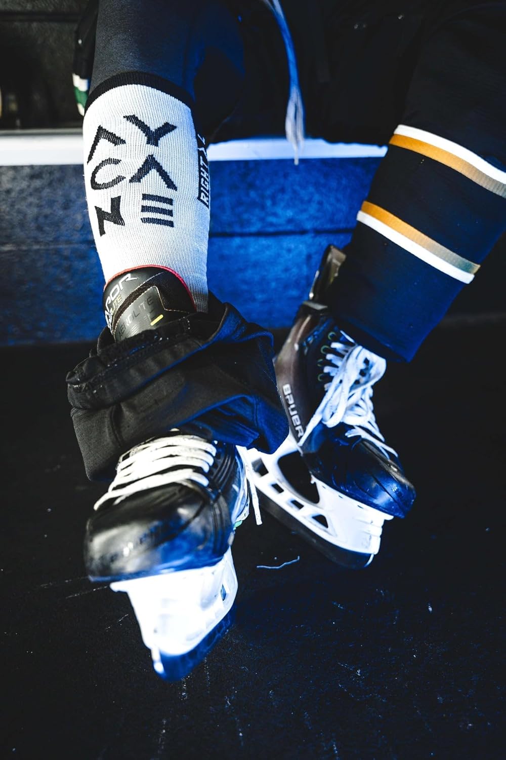 Blade PRO Skate White Socks - Revolutionary Cut-Resistant Hockey Skate Socks with Anti-Lace Bite, Quick-Drying Fabric