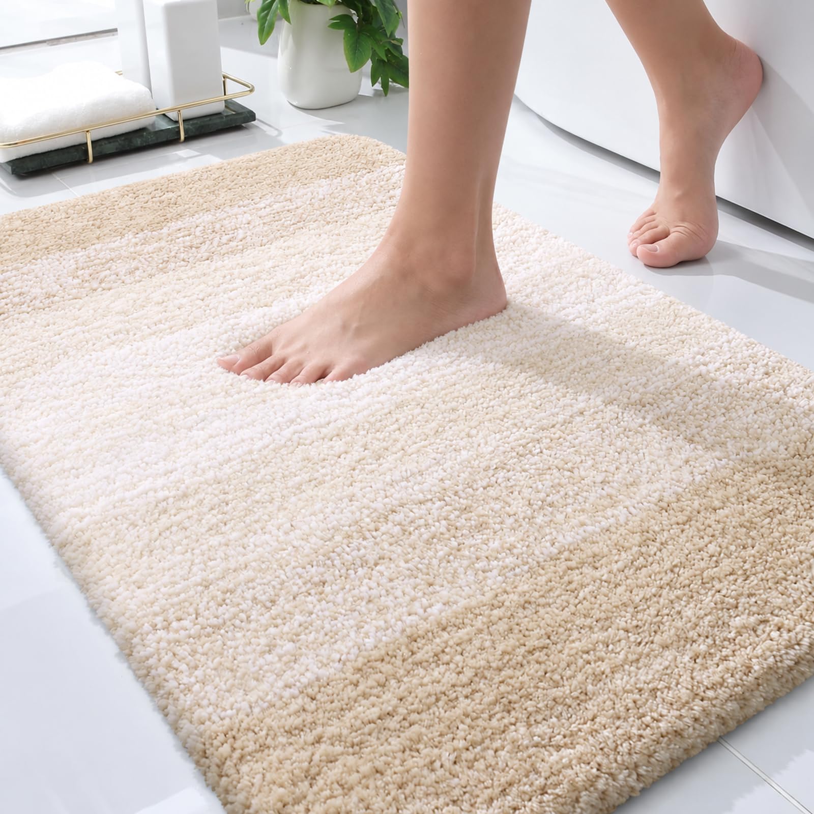 OLANLY Small Bathroom Rugs 24x16, Extra Soft Absorbent Microfiber Bath Rugs