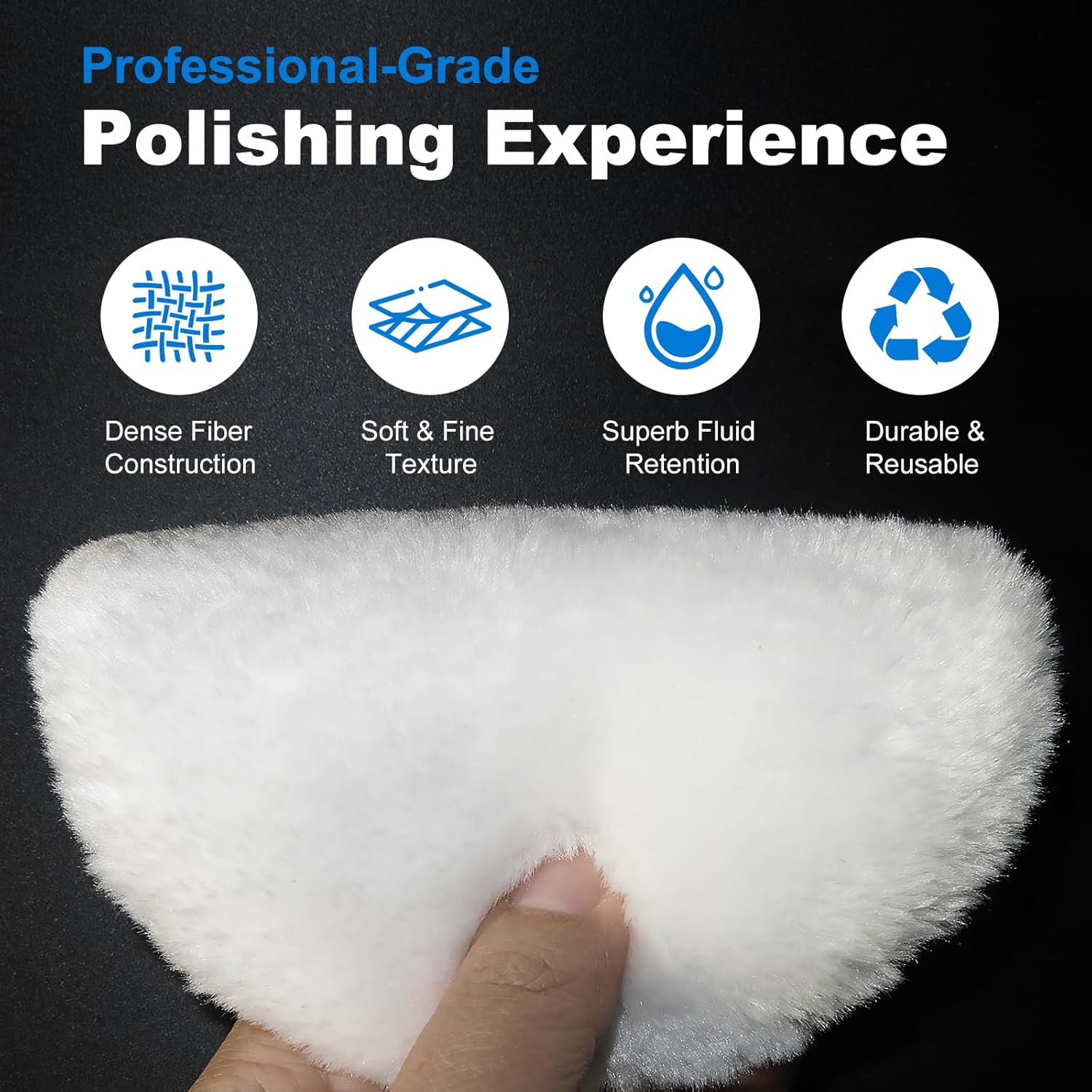 8-Pack 5-Inch Wool Polishing Pads for DA Polisher & Buffers - Hologram-Free Paint Correction Pads for Car, Wood, Metal
