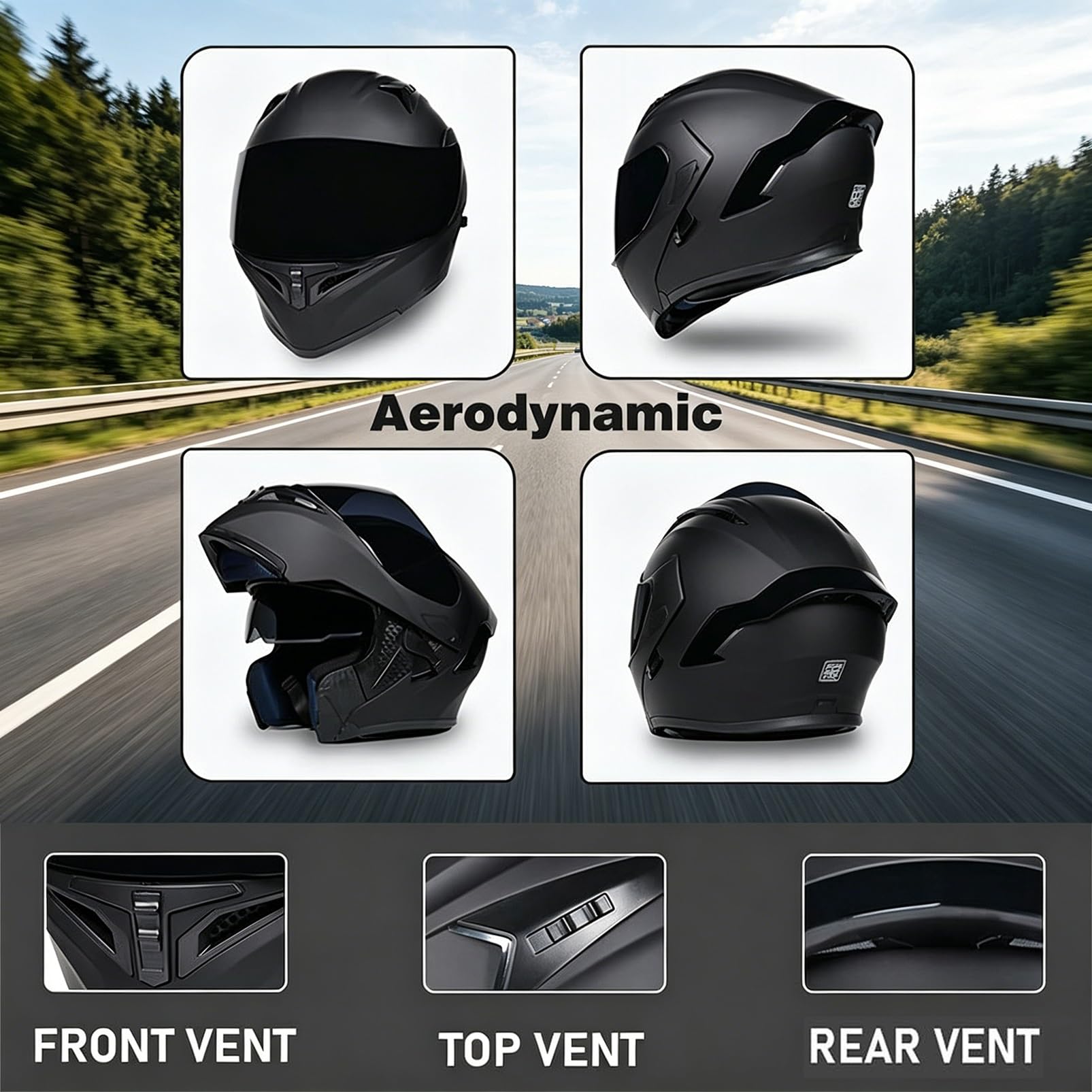 Agresywny Kask Motocyklowy Integralny, ECE R22.06 Kask Stealth z Podwójną Blendą, Kominiarka i Dodatkowa Szyba w Zestawie na Skuter