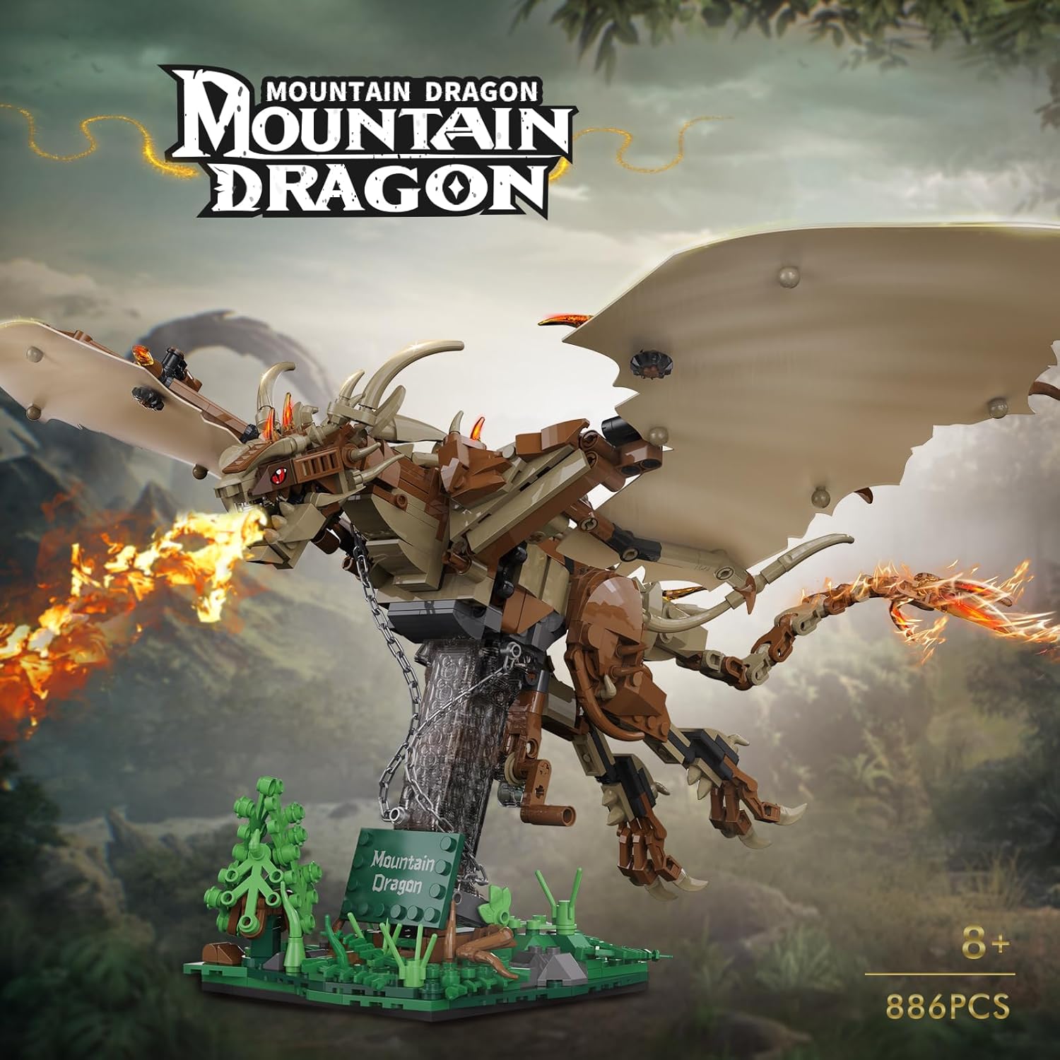 Medieval Castle Dragon Building Blocks Toys, Compatible with Lego Dragon Collection of Fire Dragon Building Set, Creative Gift for Boys and Girls Aged 8-14 & Adults