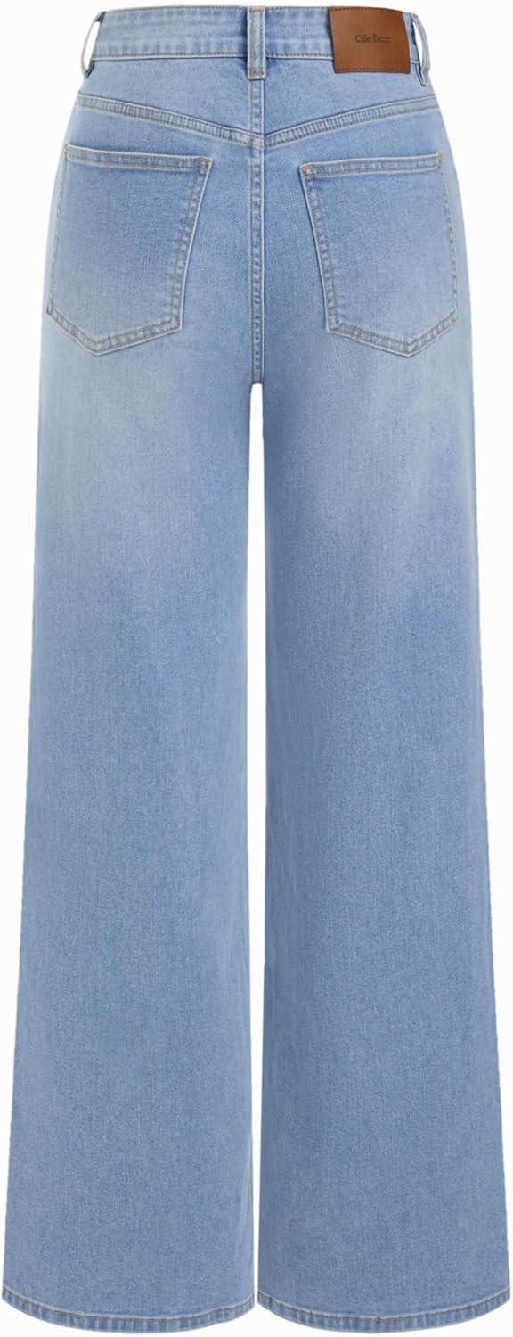 CIDER Women's Wide Leg Jeans Wrap High Waisted Baggy Boyfriend Jeans with Pockets Trendy Denim Pants - Image 5
