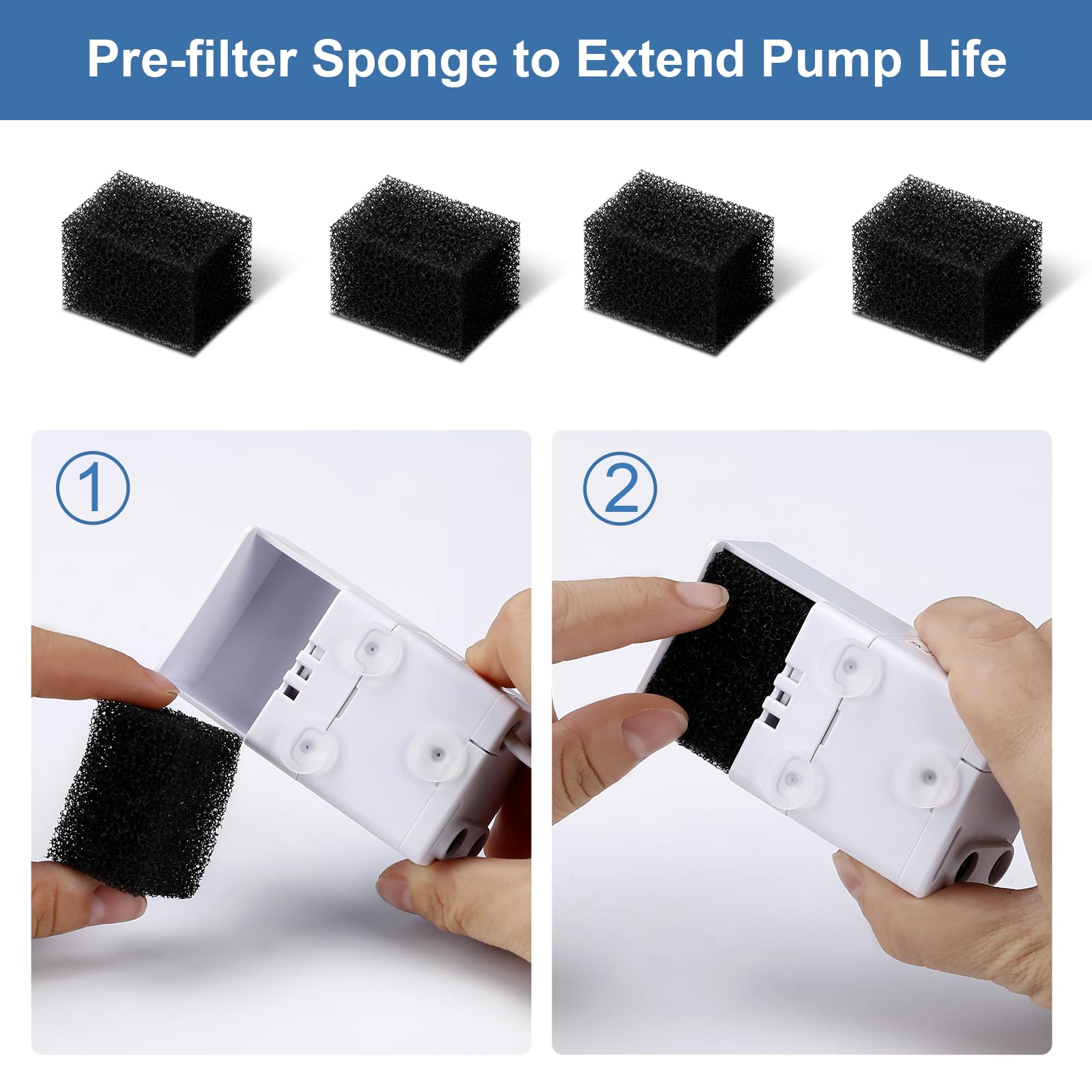 Paquete de 4 filtros de repuesto y 4 esponjas de prefiltro de repuesto para dispensador automático de agua para gatos de 67 onzas, 95 onzas y 138 onzas, filtros de fuente de agua para gatos Redoso