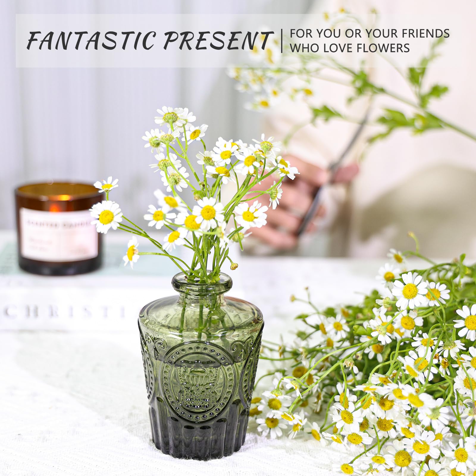 Set Di 6 Vasi In Vetro Piccoli Per Fiori - Bottiglie Decorative Rustiche Per Centrotavola, Matrimoni, Casa E Ufficio (Altezza 8,9 Cm)