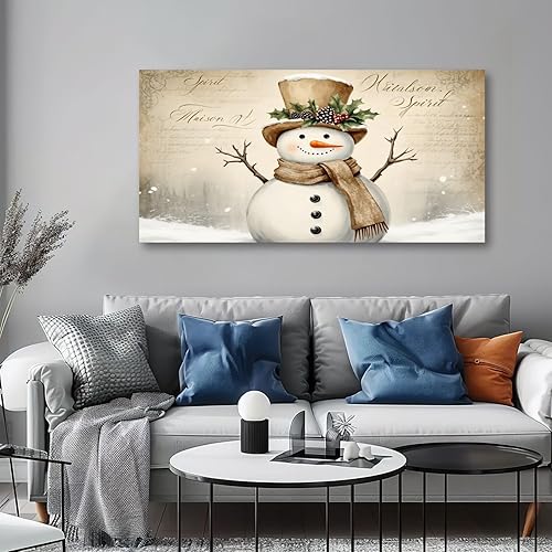 Miniatura 4 de 30"x 60" Canvas Wall Art Snowman Christmas Vintage Mousepads Desk Office Birthday Girls Women Framed Pictures Painting Prints Large Wall Art for