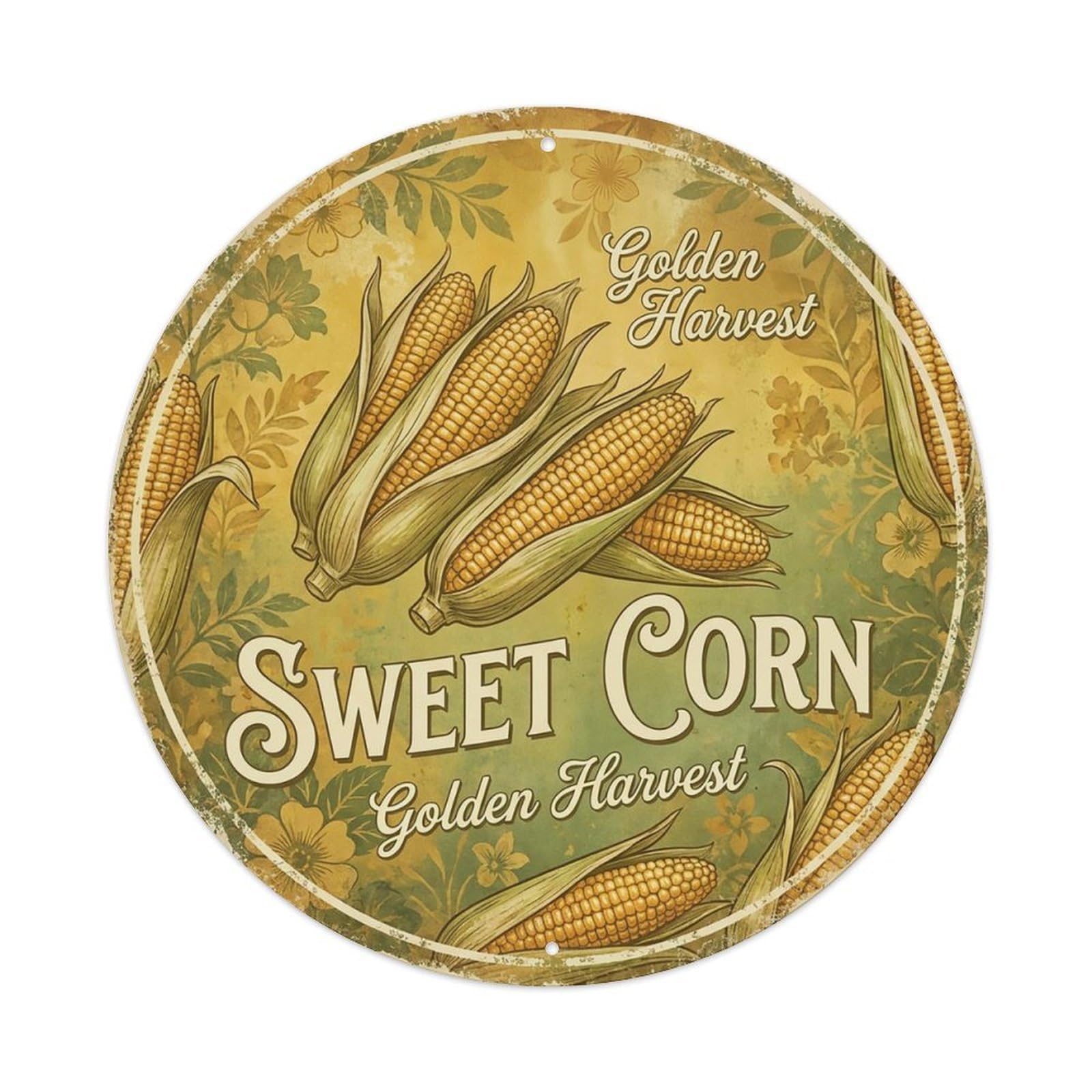 Cxhjca 8X8inch(20X20cm) Vintage Cottagecore Garden Sweet Corn Golden Cobs Metal Tin Sign