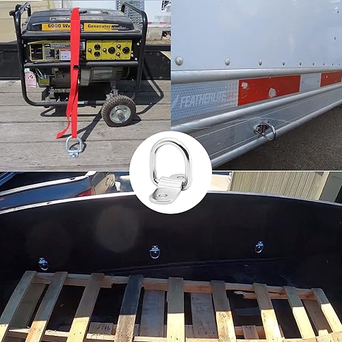 Miniatura 6 de Anclaje de amarre con anillo en D, 10 anillos en D de acero inoxidable de 1/4 pulgadas, anillos en D de amarre resistentes, anillo de anclaje con