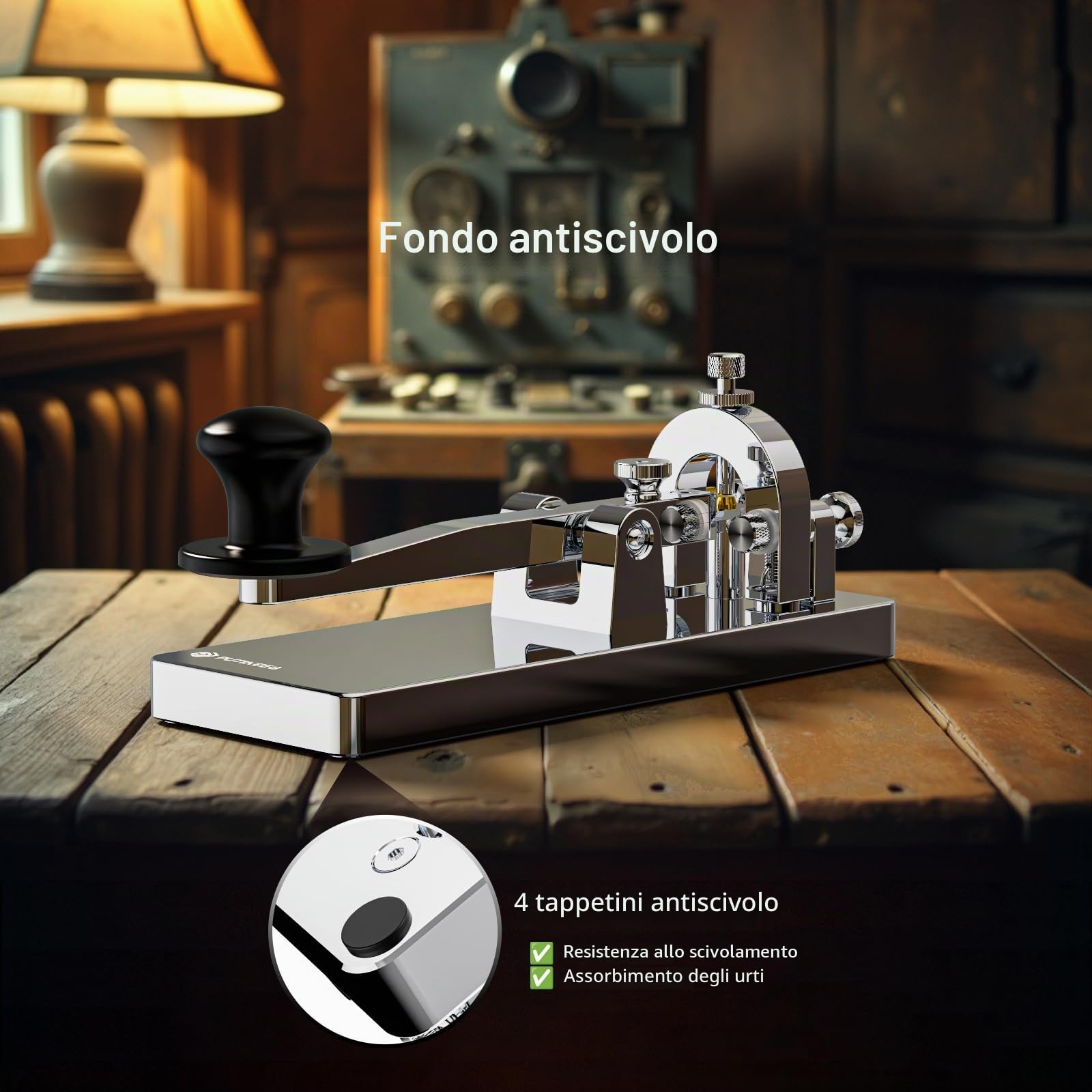 CW Telegraph Key – Chiave classica in acciaio inox con codice Morse, onde corte, radio a onde corte, per fare pratica con telegramma, oscillatore, chiave diritta (argento)