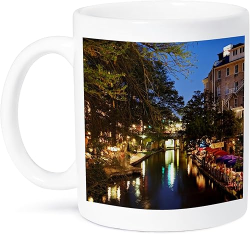 Miniatura 1 de 3dRose Café al aire libre, River Walk, San Antonio, Texas-US44 AJE0024-Adam Jones taza de cerámica, 15 onzas, blanco