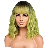 Vista 38 de Peluca BERON sintética con flequillo, para mujer y niña, 35,5 cm de largo, de pelo corto ondulado, elegante