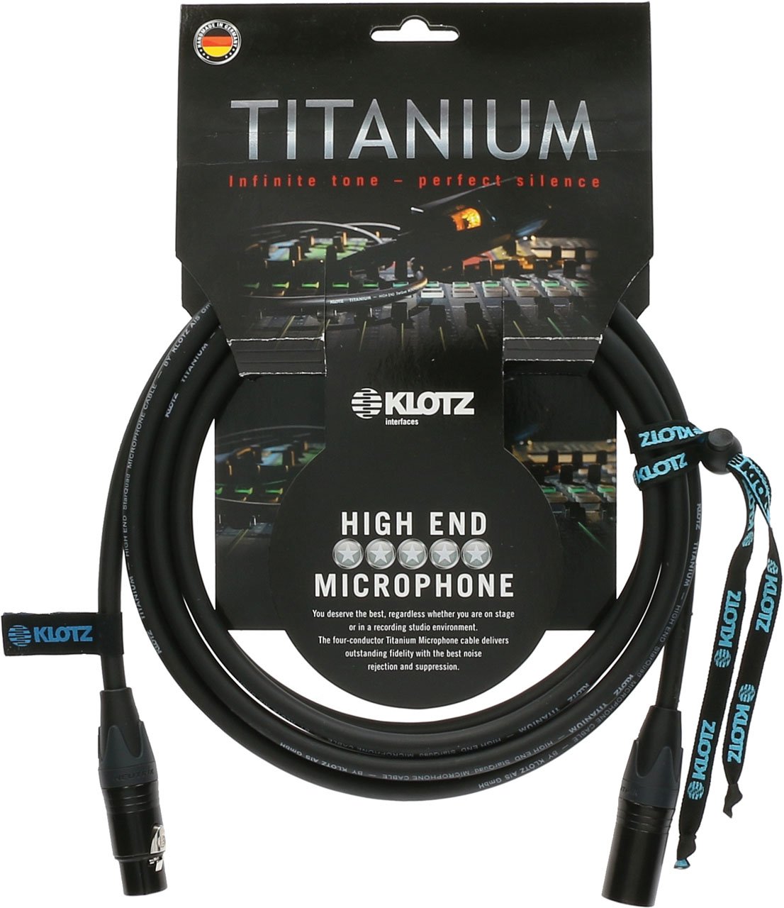 Klotz TI-M0500 Titanium Star Quad Cable de micrófono, macho a hembra, 16 pies