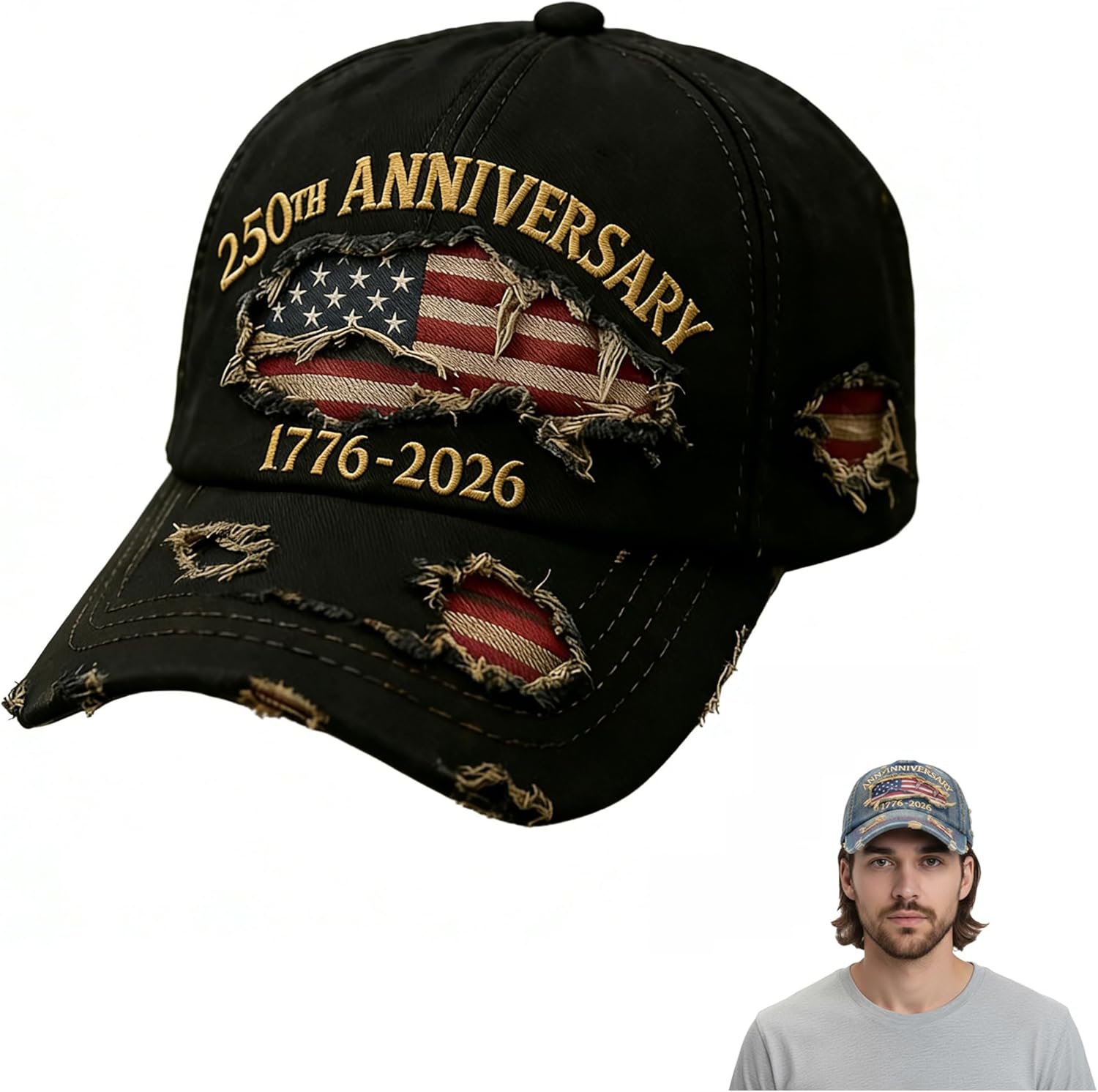 SENOY 4th of July Hat - American Flag USA Trucker Hat for Women Men, 250 Anniversary USA Hats Patriotic Baseball Cap