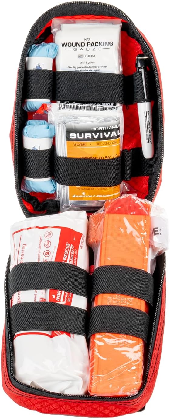 North American Rescue Public Access Individual Bleeding Control Kit (Basic) NAR Compact Blood Control Bag with C-A-T Tourniquet, ETD, Gauze, Survival Blanket (80-0452)