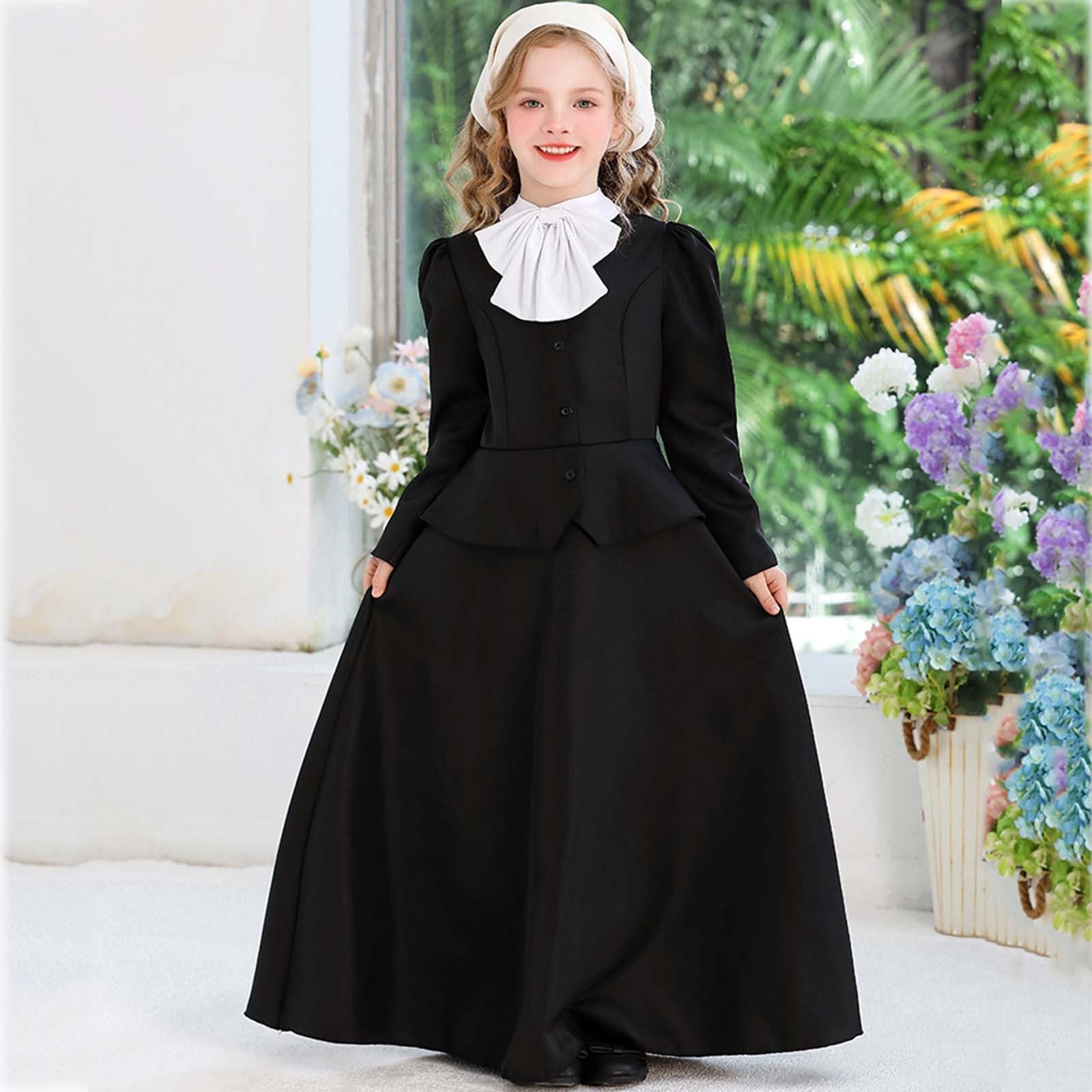 Generisch Vestito da bambina per la scuola, per feste di Halloween, in pizzo, comodo, traspirante, ideale per scuola, giochi, feste e cosplay