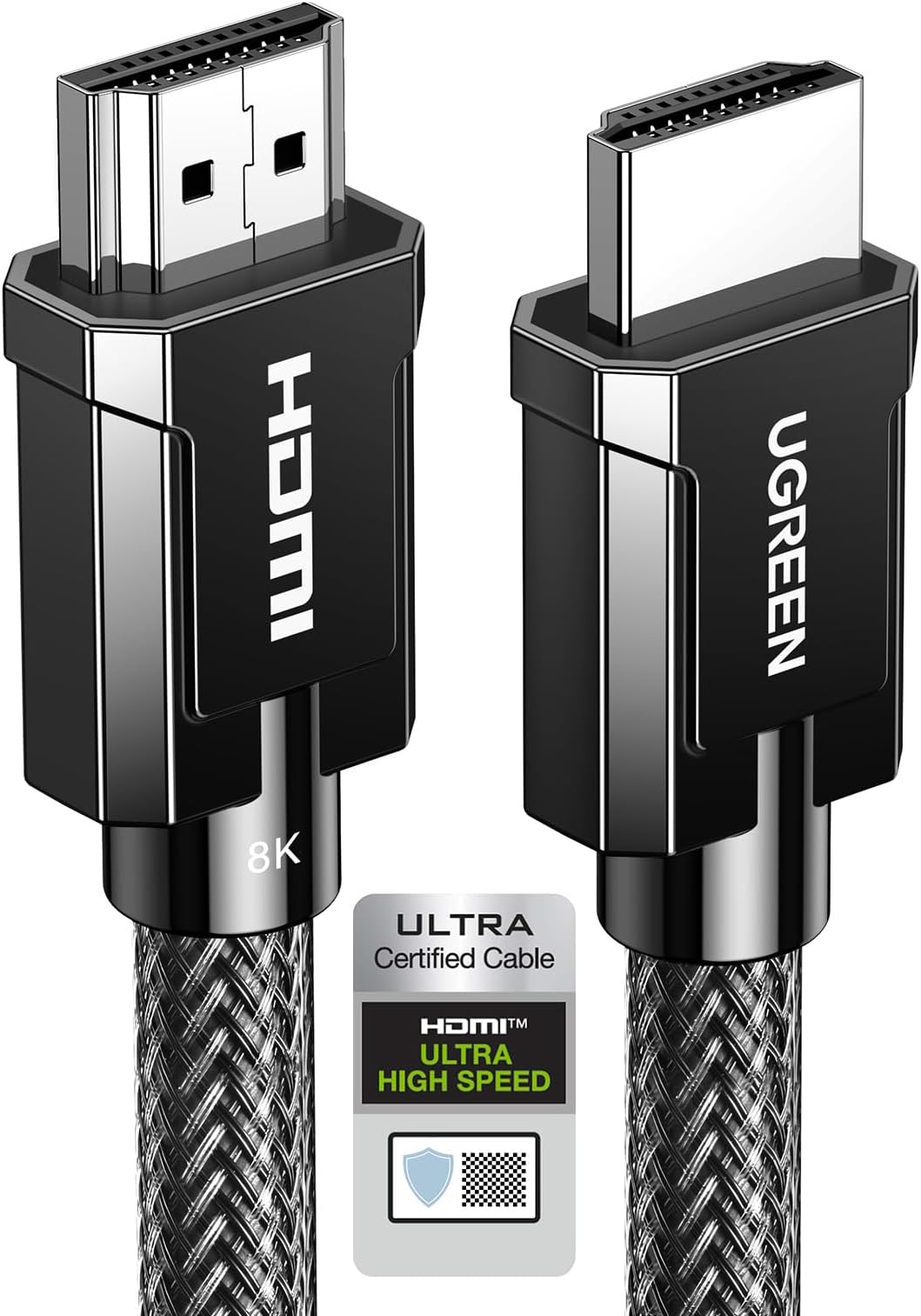 UGREEN 8K@60Hz Certified HDMI 2.1 Cable 3M 4K 240Hz 48Gbps High-Speed Zinc Alloy Braided Cord Support HDCP 2.3 Dynamic HDR Dolby Vision eARC Compatible with PS5/4 Xbox One Switch TV Roku