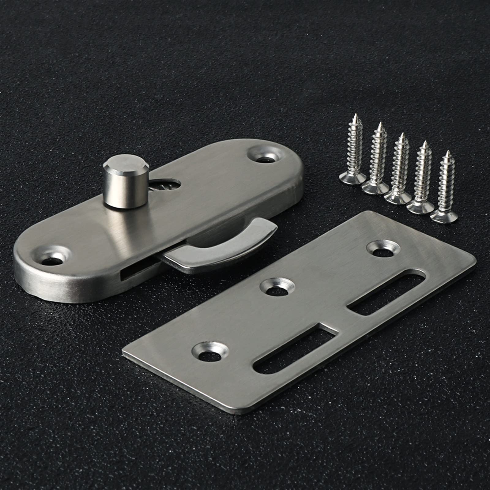 Cerradura de privacidad con hebilla de ángulo recto for puerta móvil de 90 grados, cerradura de puerta con botón deslizante de acero inoxidable 304 y cerradura de perno, 1 Uds.