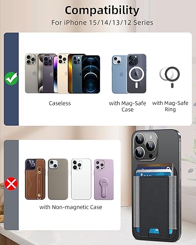 Miniatura 5 de Magsafe - Cartera magnética para Apple Magsafe, soporte magnético para tarjetas Magsafe para iPhone 12, iPhone 1314, billetera Magsafe de cuero