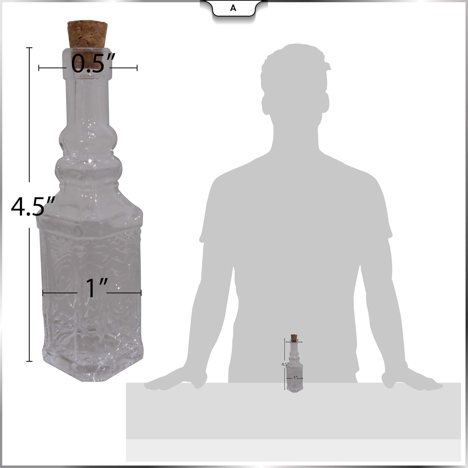 Small Mini Clear Vintage Glass Bottles with Corks, Mini Vases, Decorative, Potion, Assorted Design Set of 12 pcs, 4.6 Inch Tall (11.43cm), 1.4 Inch Wide (3.56cm) : Home & Kitchen