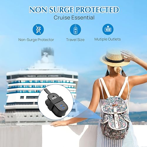 Miniatura 7 de BEVA Regleta de alimentación de viaje con puertos USB, cable de extensión de enchufe plano de viaje de 4 pies, carga rápida PD de 20 W, 2 tomas de